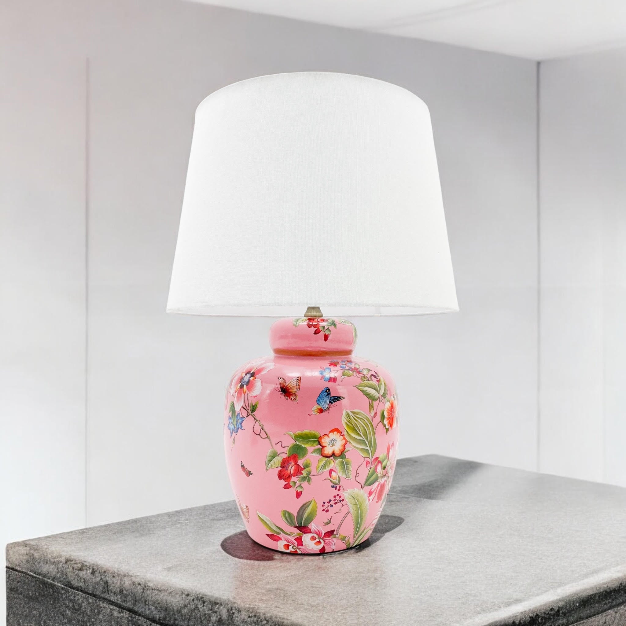 MSL 41cm Traditional Ceramic Table Lamp with Shade and Inline Rocker Switch