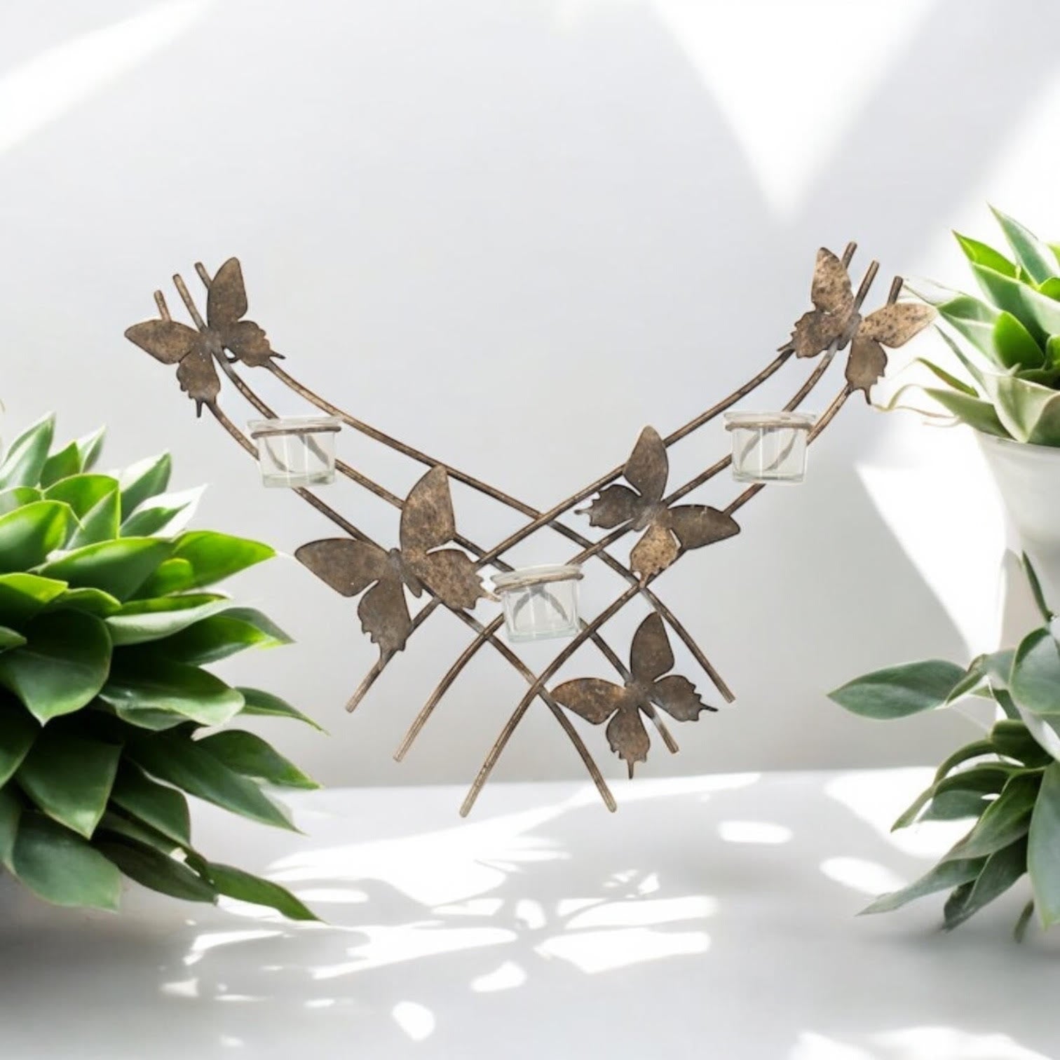 55cm Metal Butterfly Candle Holder
