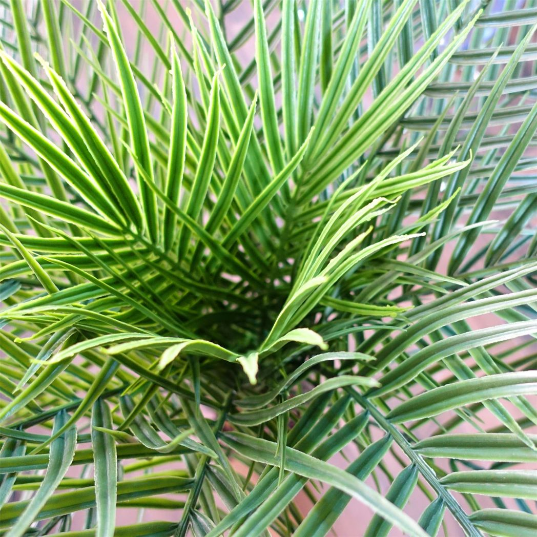 120cm Artificial Cycas Palm Tree with Natural Wood Trunk, UV Resistant Outdoor Potted Plant