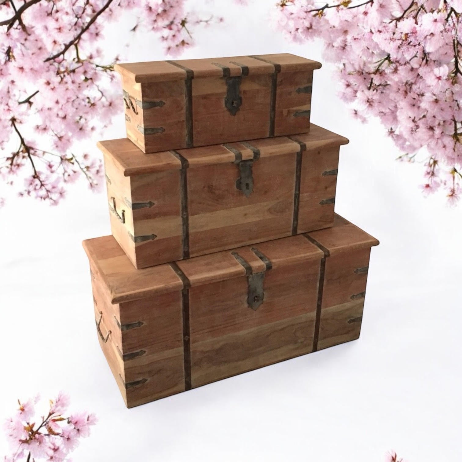 MSL 101CM Set of 3 Wooden Chests