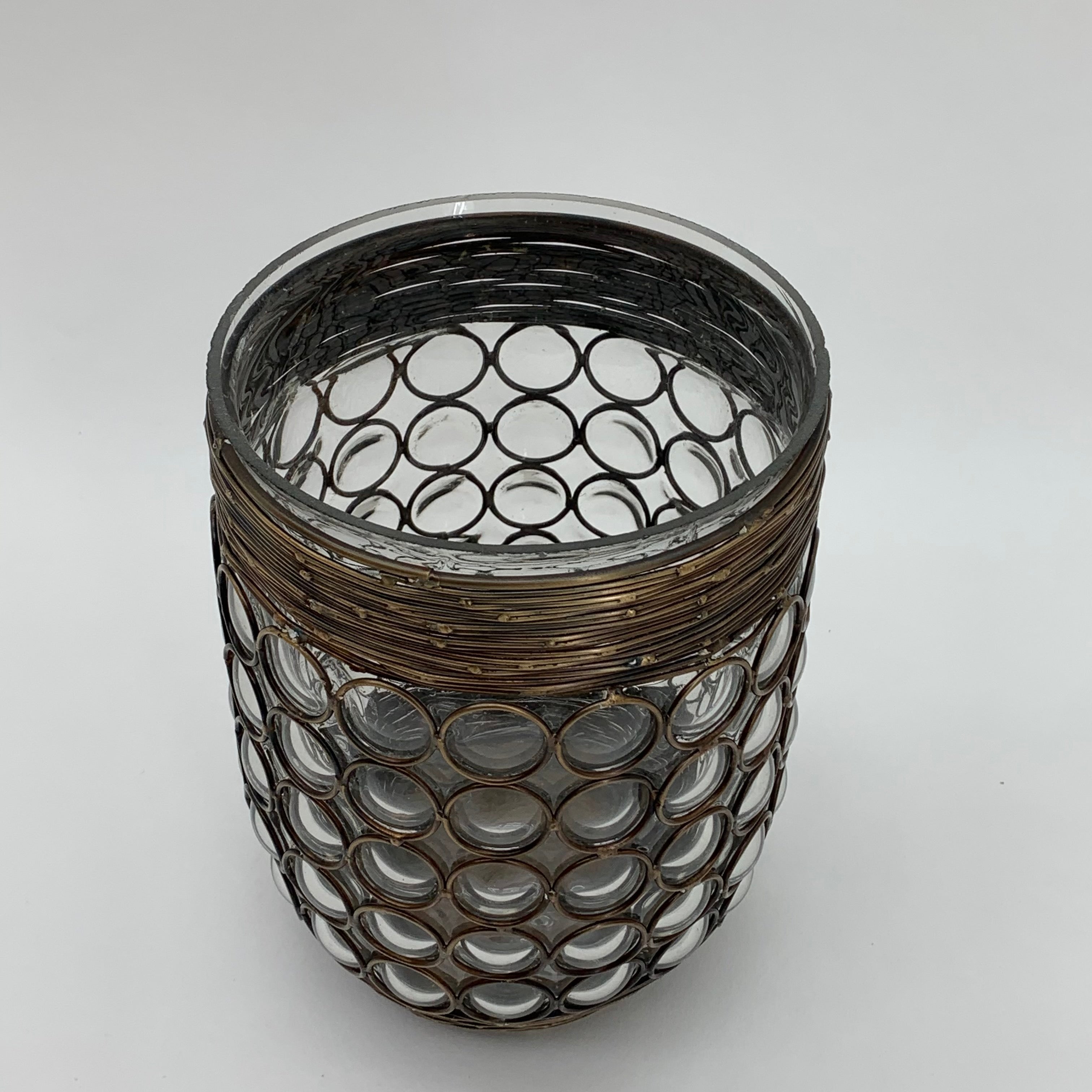 Decorative Glass Candle Holder in Metal Frame