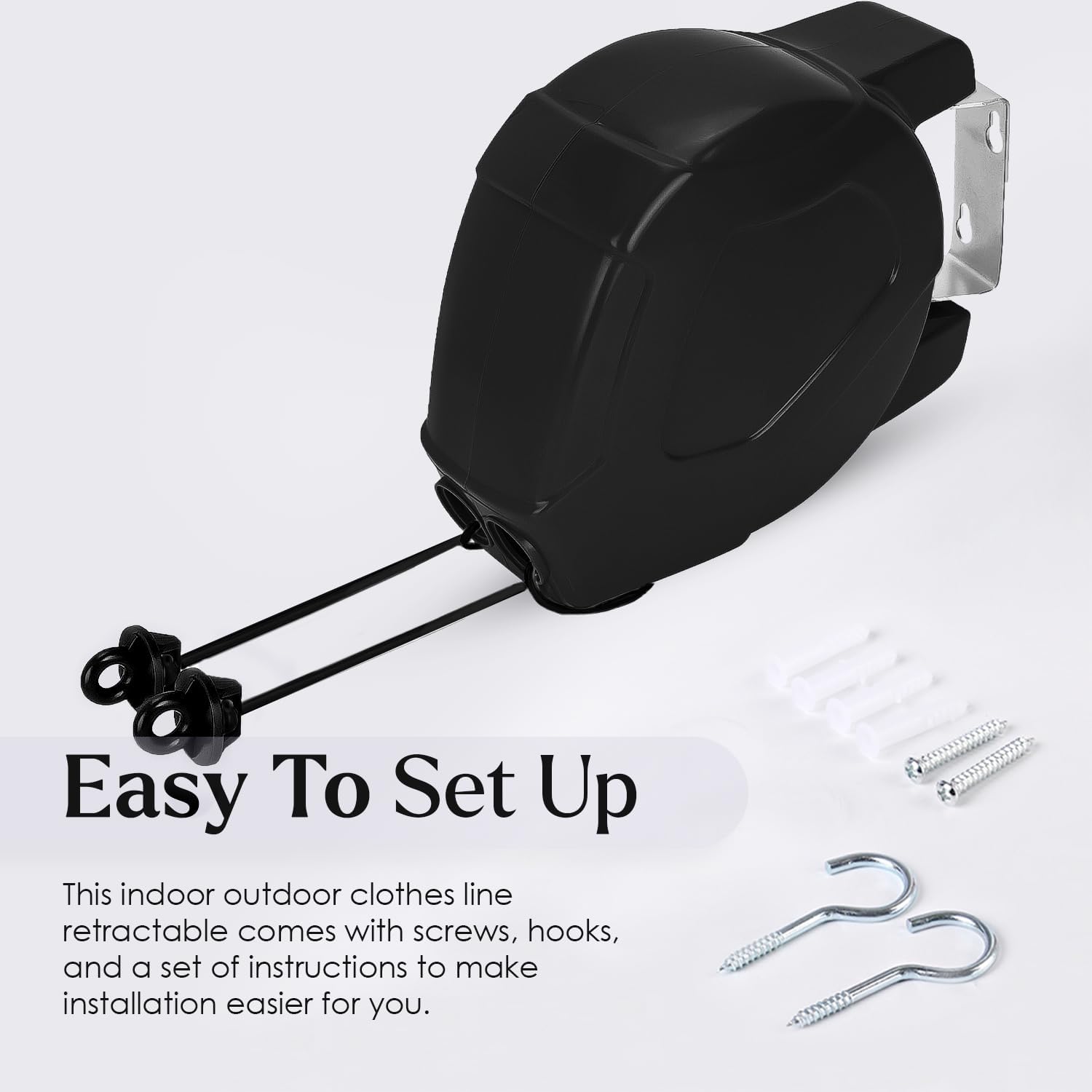 30m Retractable Double Washing Line, Black