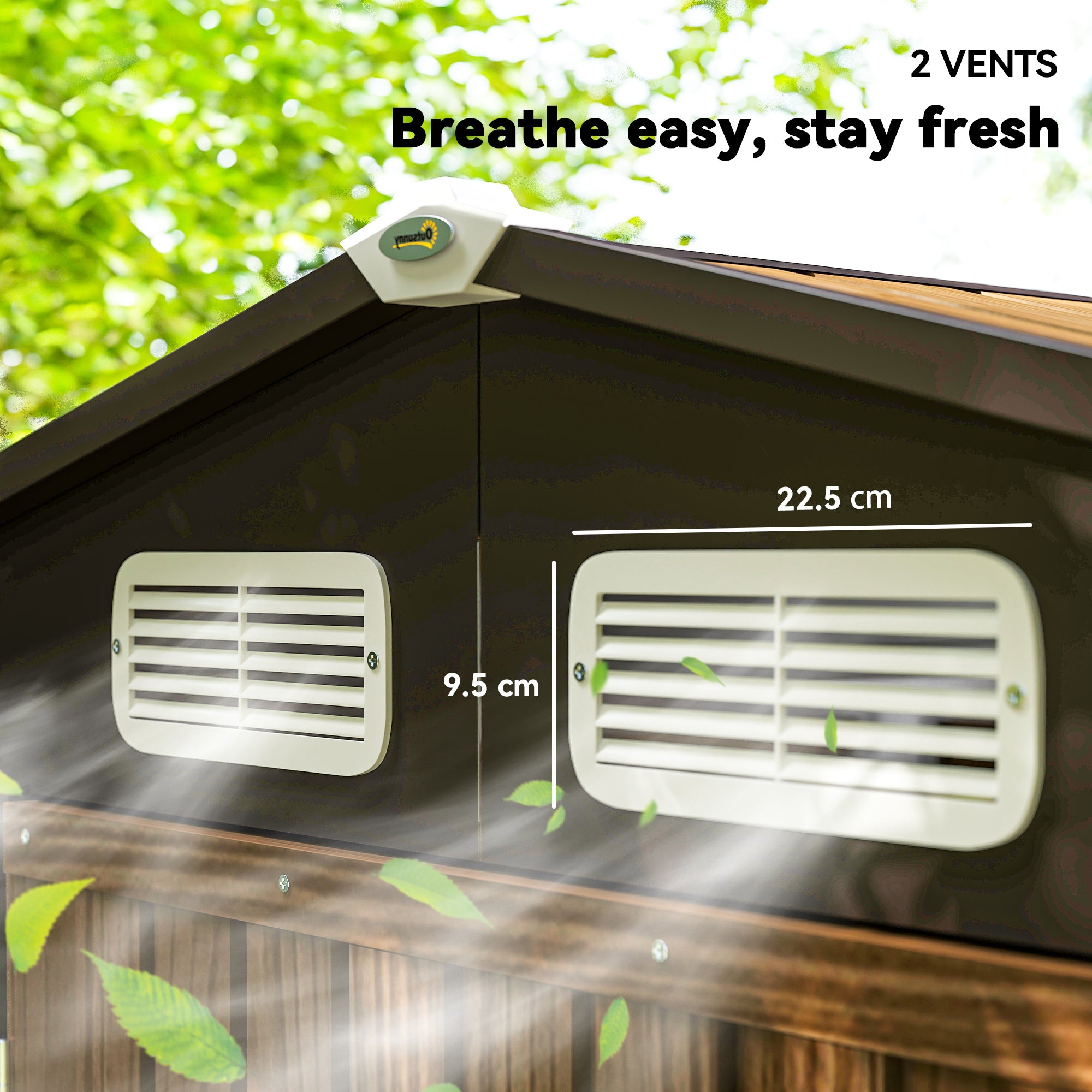 Outsunny 6.2 x 4.3ft Galvanised Steel Garden Storage Shed with Vent, Oak
