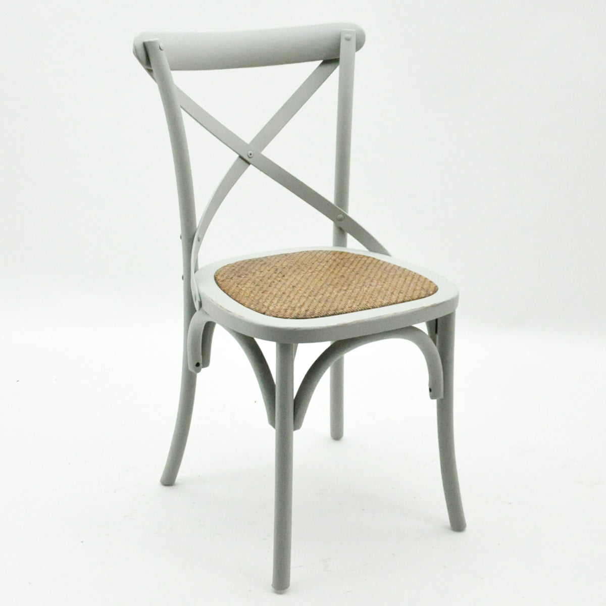 Natural French Cross Back Dining Chair, Stackable, Elm Wood, 46 x 49 x 88 cm