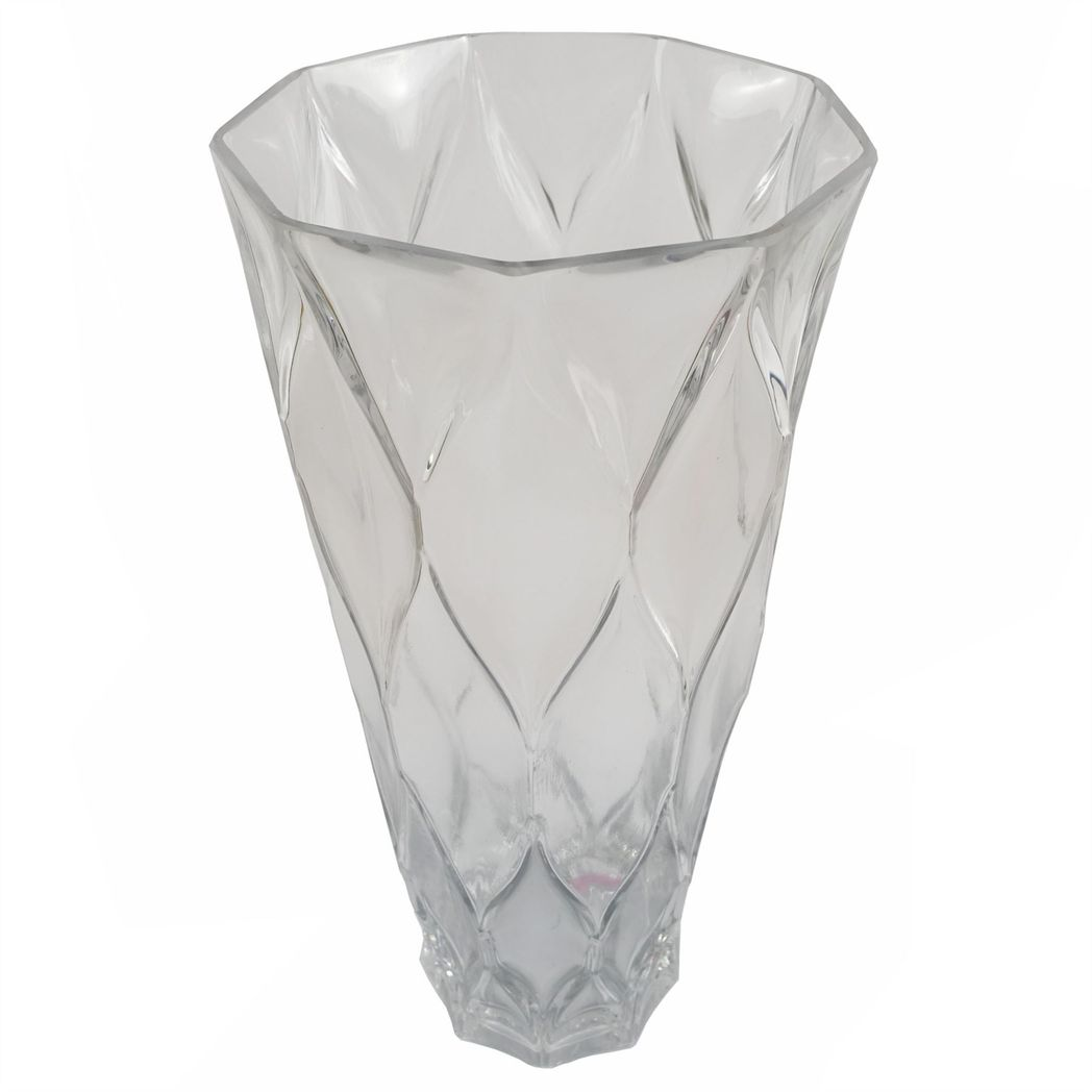 Leaf 35cm Clear Chunky Ridged Hand-Finished Glass Vase