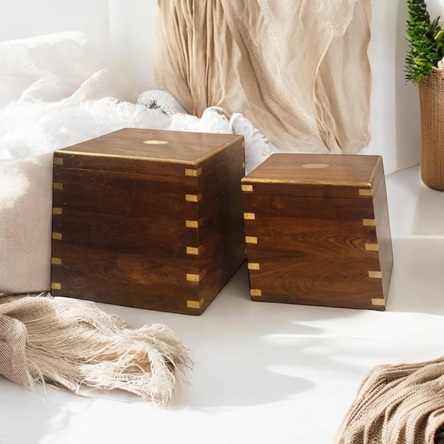 MSL Set of 2 Wooden Chests 45cm