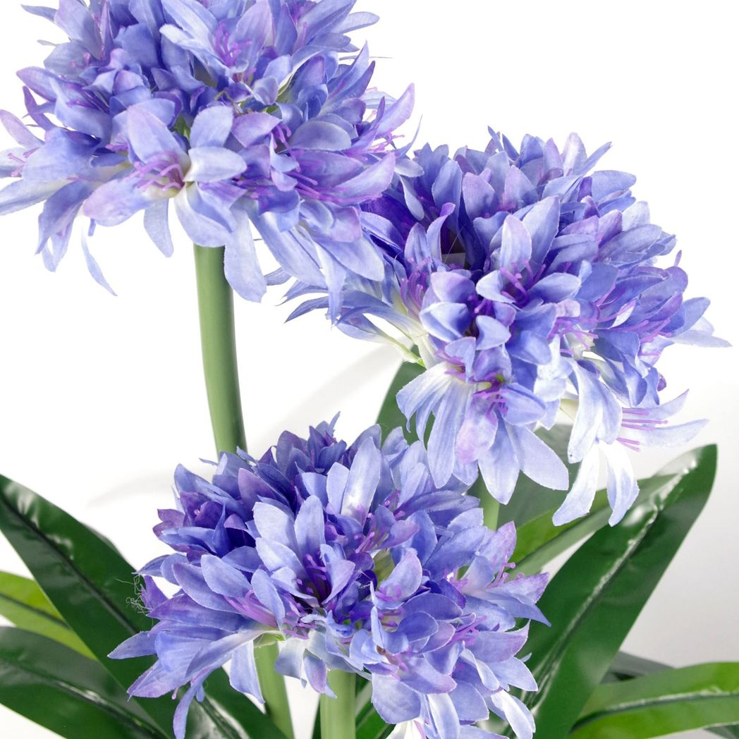 Leaf 90cm Artificial Agapanthus Plant with Blue Silk Flowers and Pot