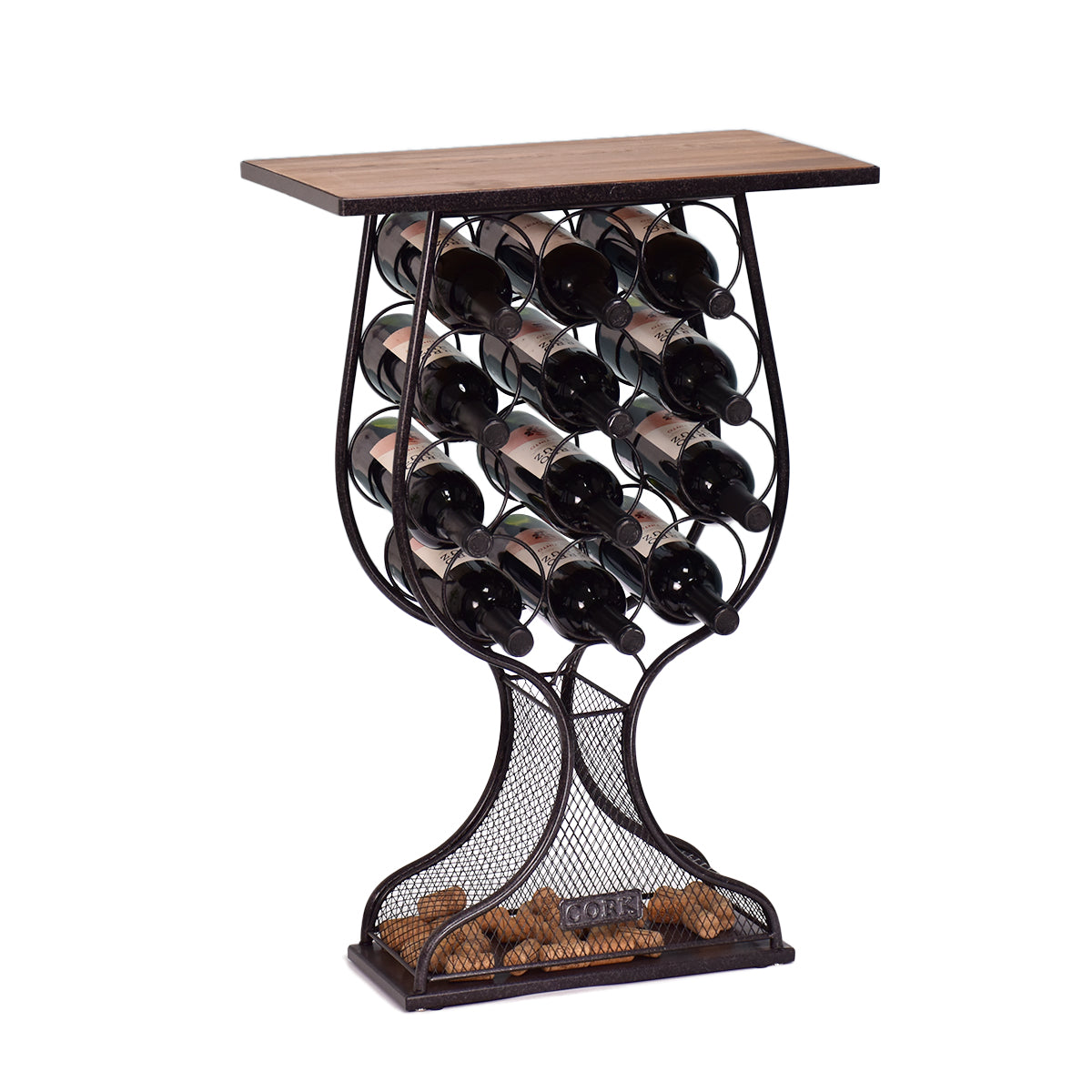 MSL 76cm Freestanding Hand Finished Cast Iron Effect Wine Rack Holds 12 Bottles