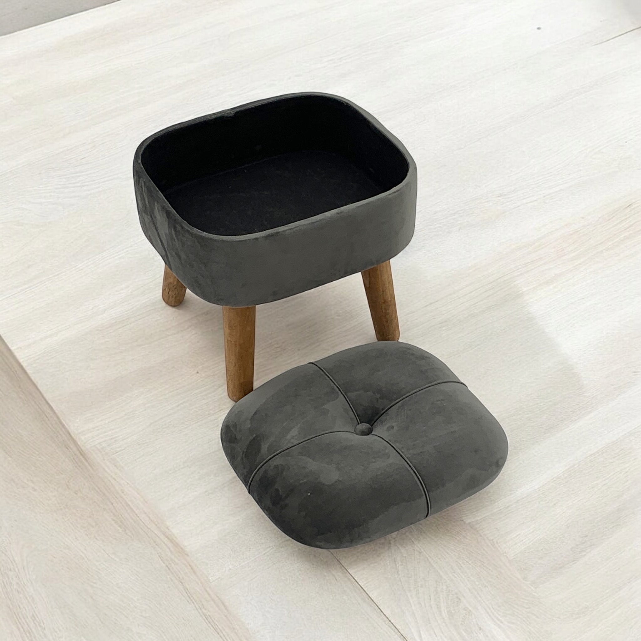 MSL Grey Velvet Stool