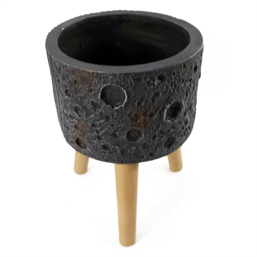 Leaf Large Lunar Black Planter 35cm x 24cm