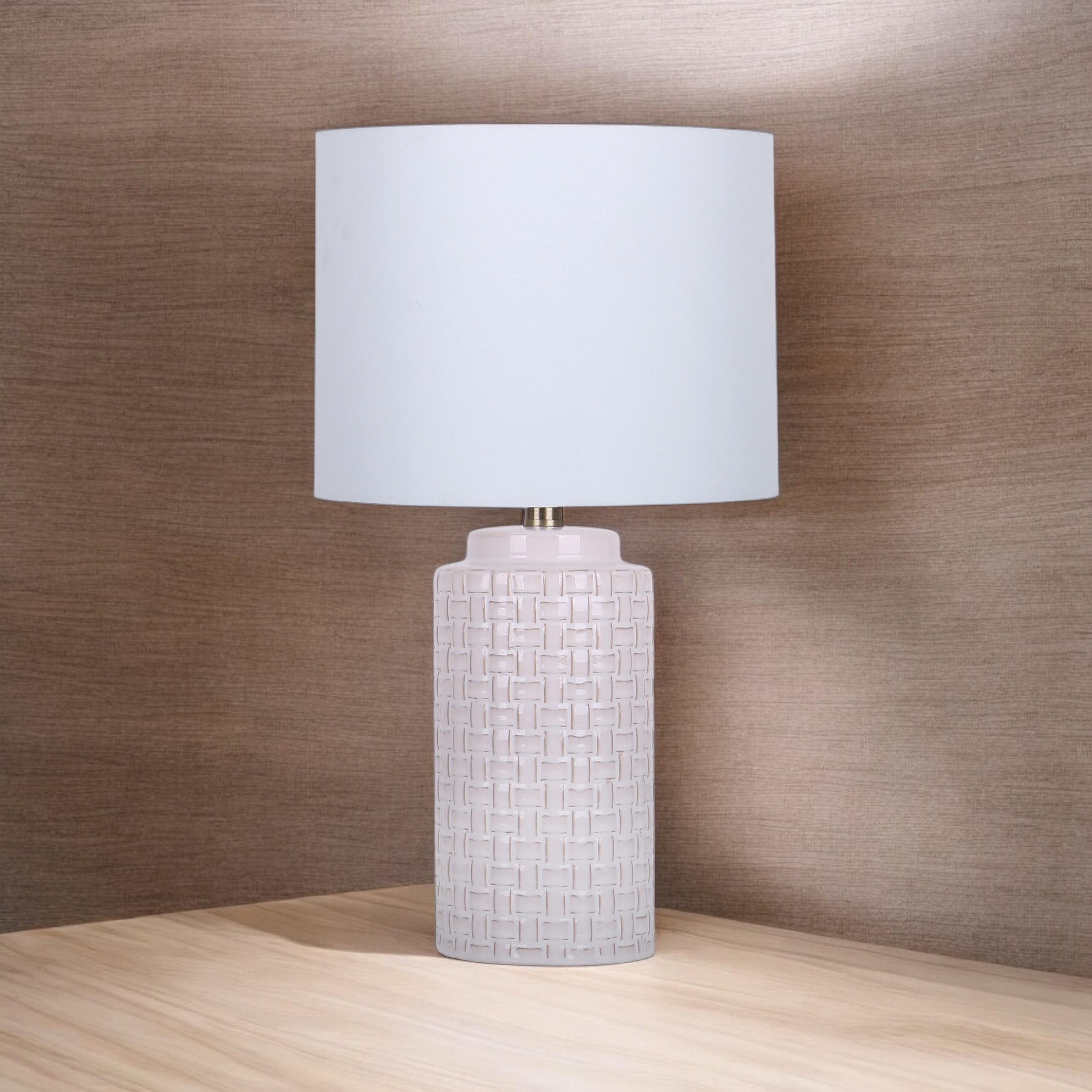 MSL 43cm Traditional Ceramic Table Lamp Base and Shade with Inline Rocker Switch, Double Insulated