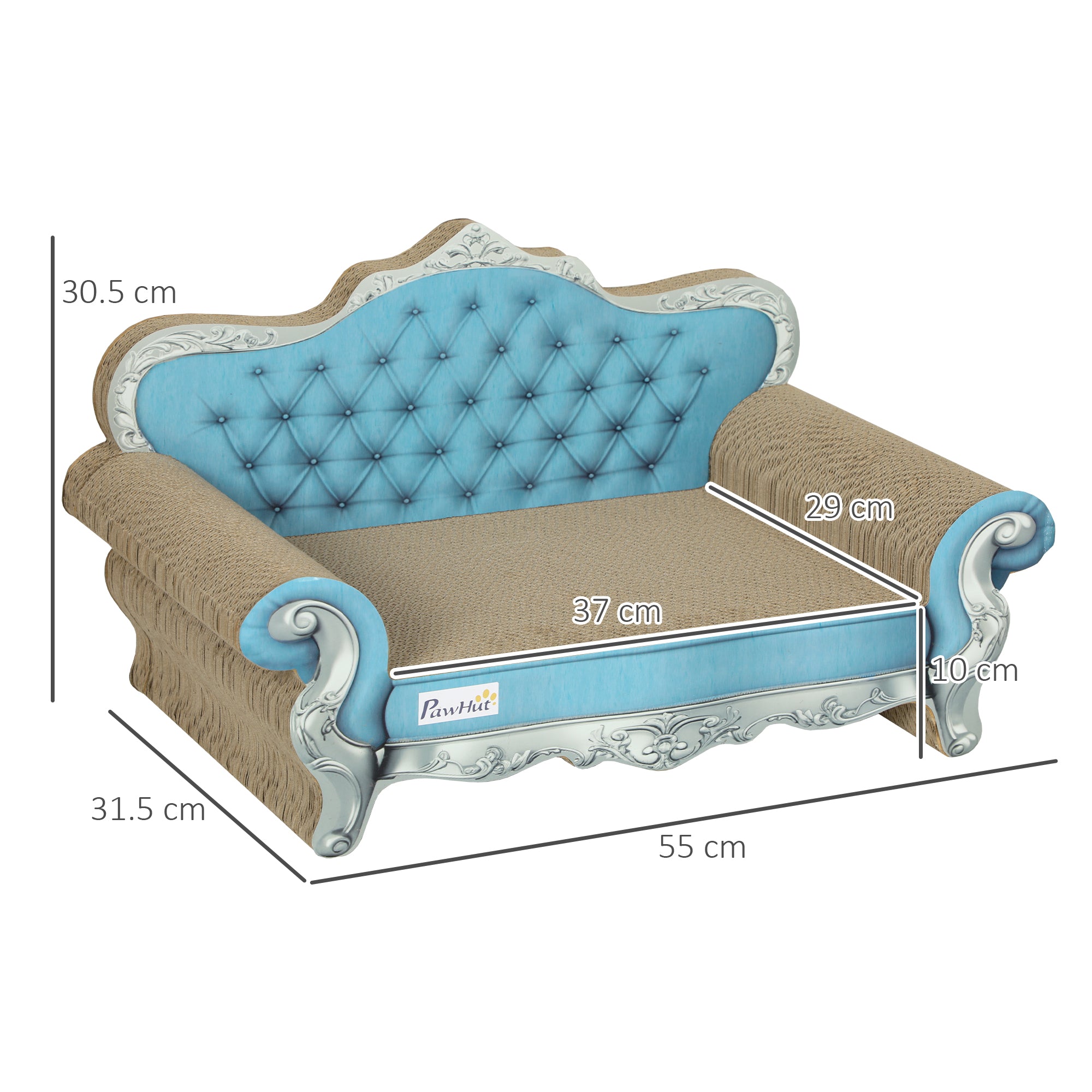 PawHut 2-in-1 Cardboard Cat Scratching Board and Sofa Bed with Catnip for Indoor Cats