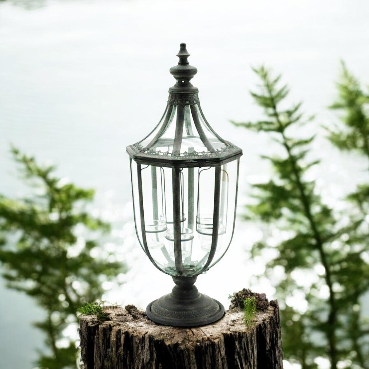 MSL 77cm Grey Hand-Finished Distressed Metal Garden Lantern with Tealight