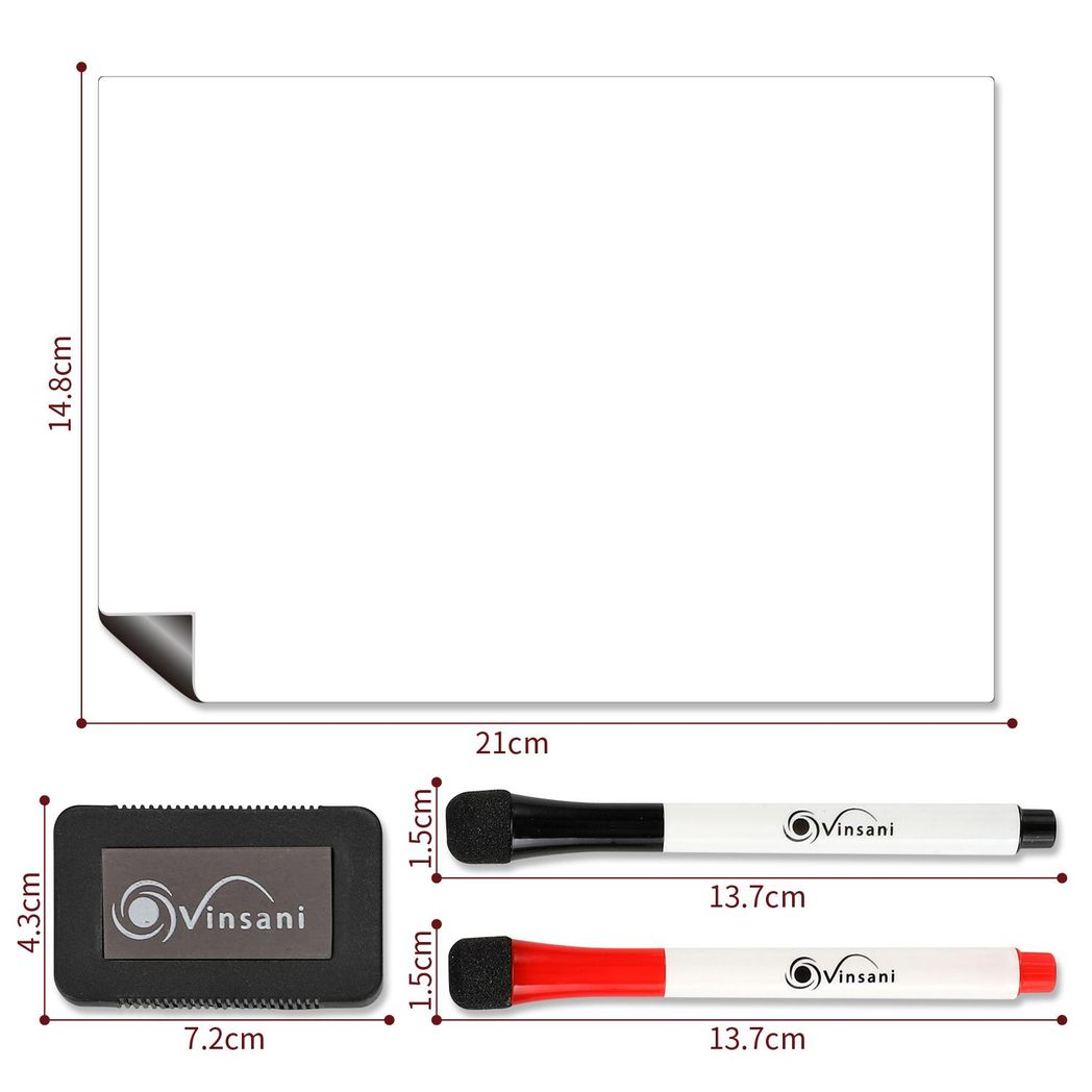 Vinsani A5 Magnetic Whiteboard Set with 2 Pens and Eraser