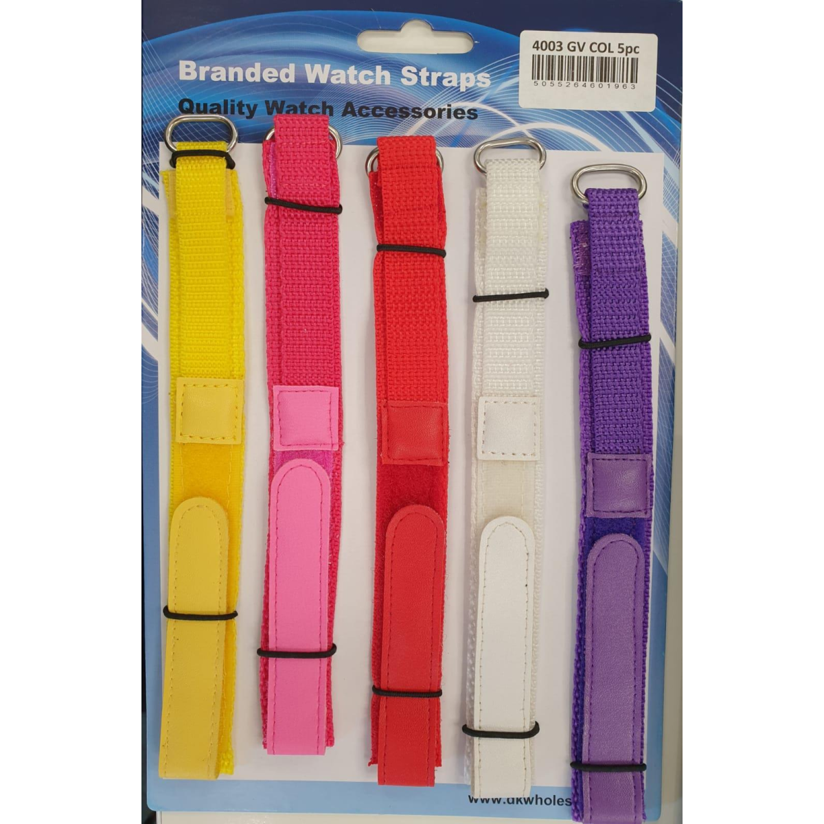 Girls Coloured Velcro Watch Straps Pack of 5, 8mm