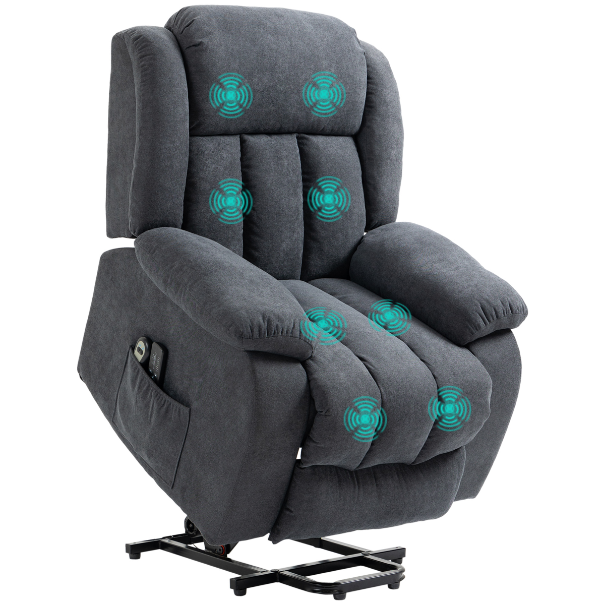 HOMCOM Heavy Duty Lift Recliner Chair with Massage, Dark Grey