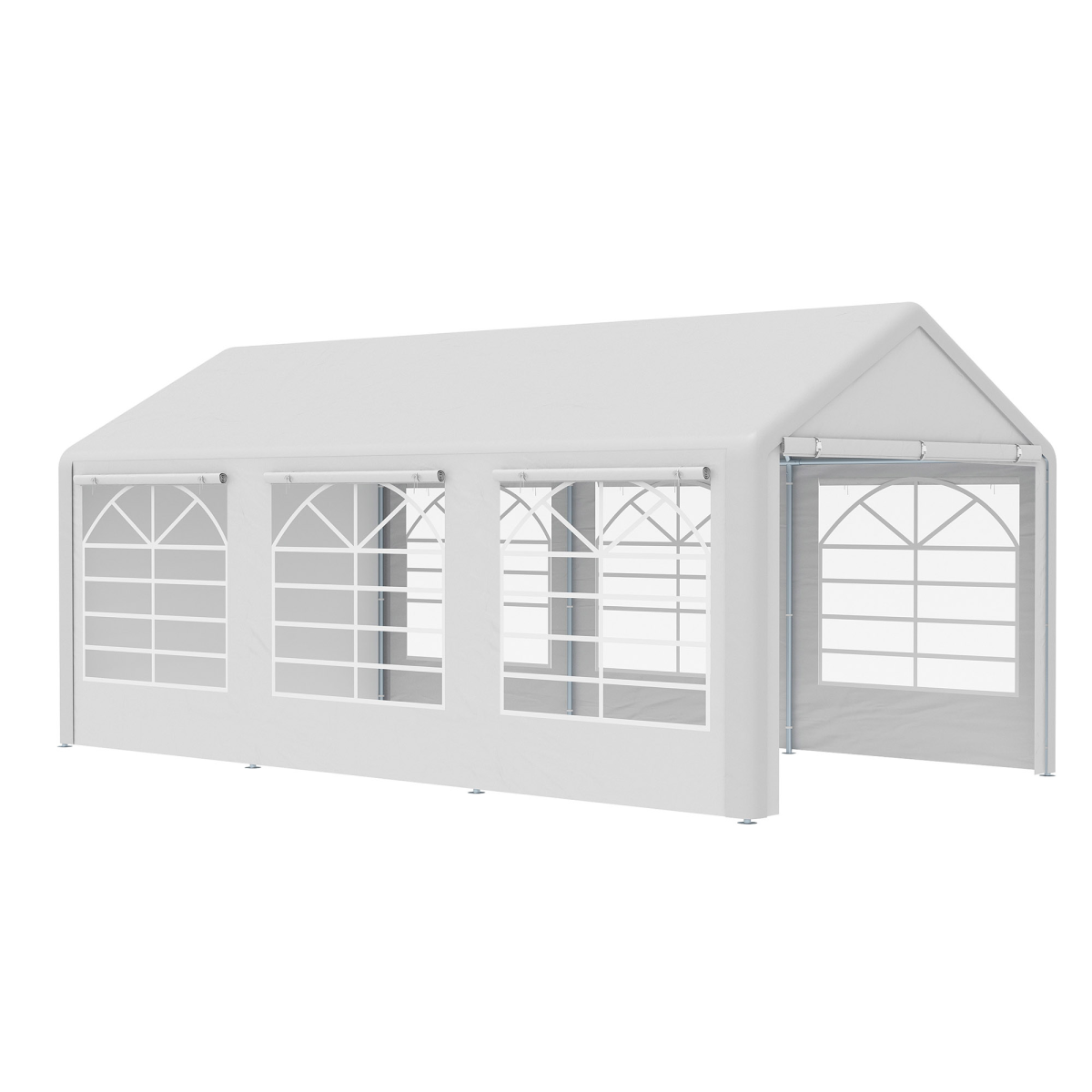Outsunny 20 x 10 ft Water-Resistant Outdoor Car Tent Canopy, White
