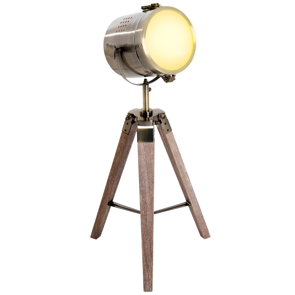 HOMCOM Retro Tripod Floor Lamp with Adjustable Head, Copper Finish, Solid Pine Legs