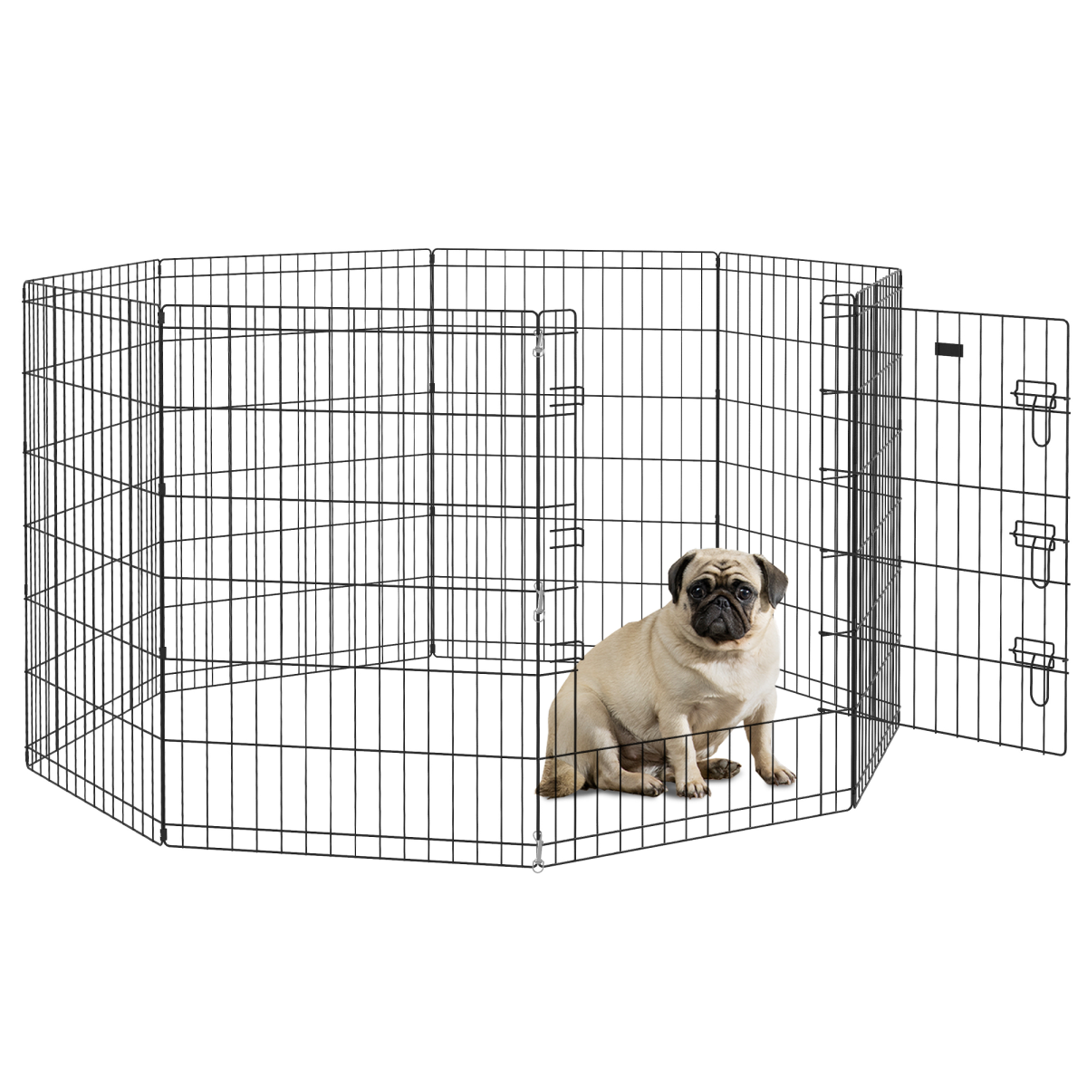 PawHut 8-Panel Metal DIY Dog Pen with Door, Indoor/Outdoor, 91cm High
