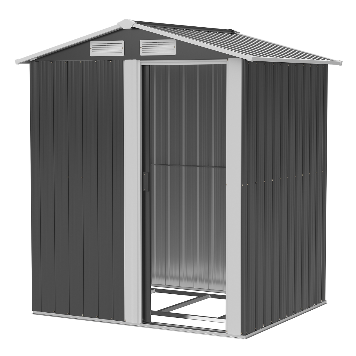 Outsunny Metal Outdoor Storage Shed with Sliding Door and Sloped Roof, 152 x 132 x 188 cm, Grey