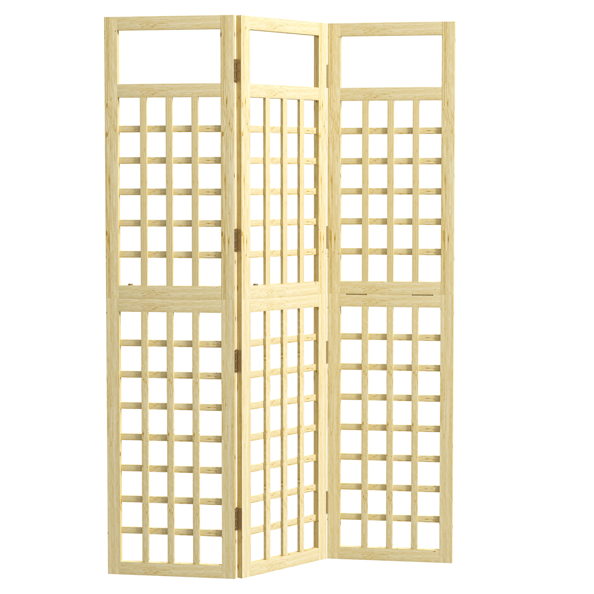Outsunny Folding 3-Panel Fir Wood Garden Privacy Screen