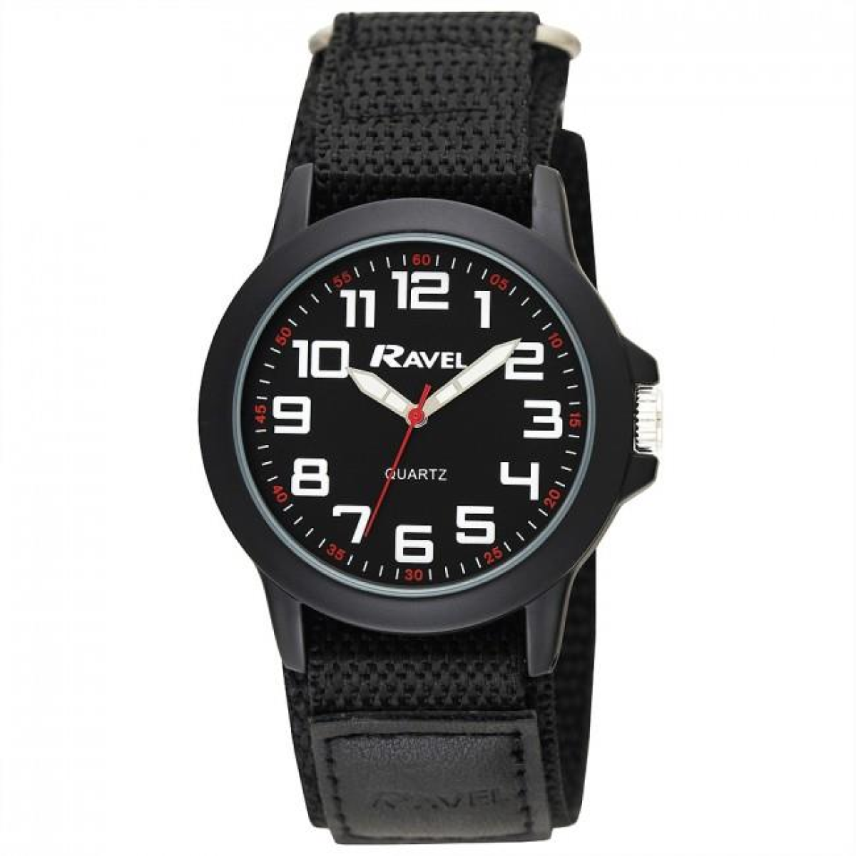 Ravel Men’s 40mm Sports Case Arabic Dial Velcro Strap Quartz Watch