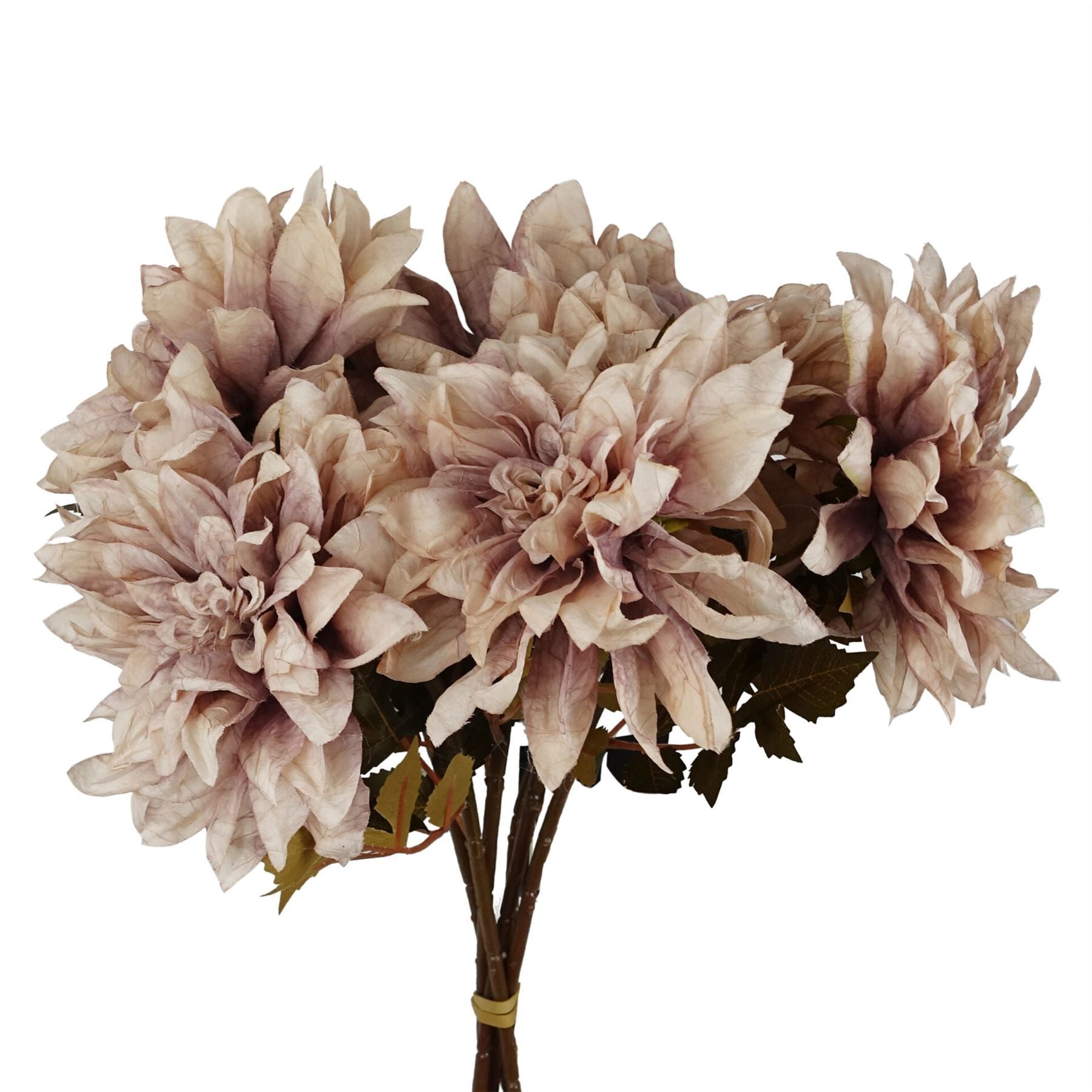 Leaf Pack of 6 x 55cm Realistic Dahlia Flower Stems, Dusty Pink