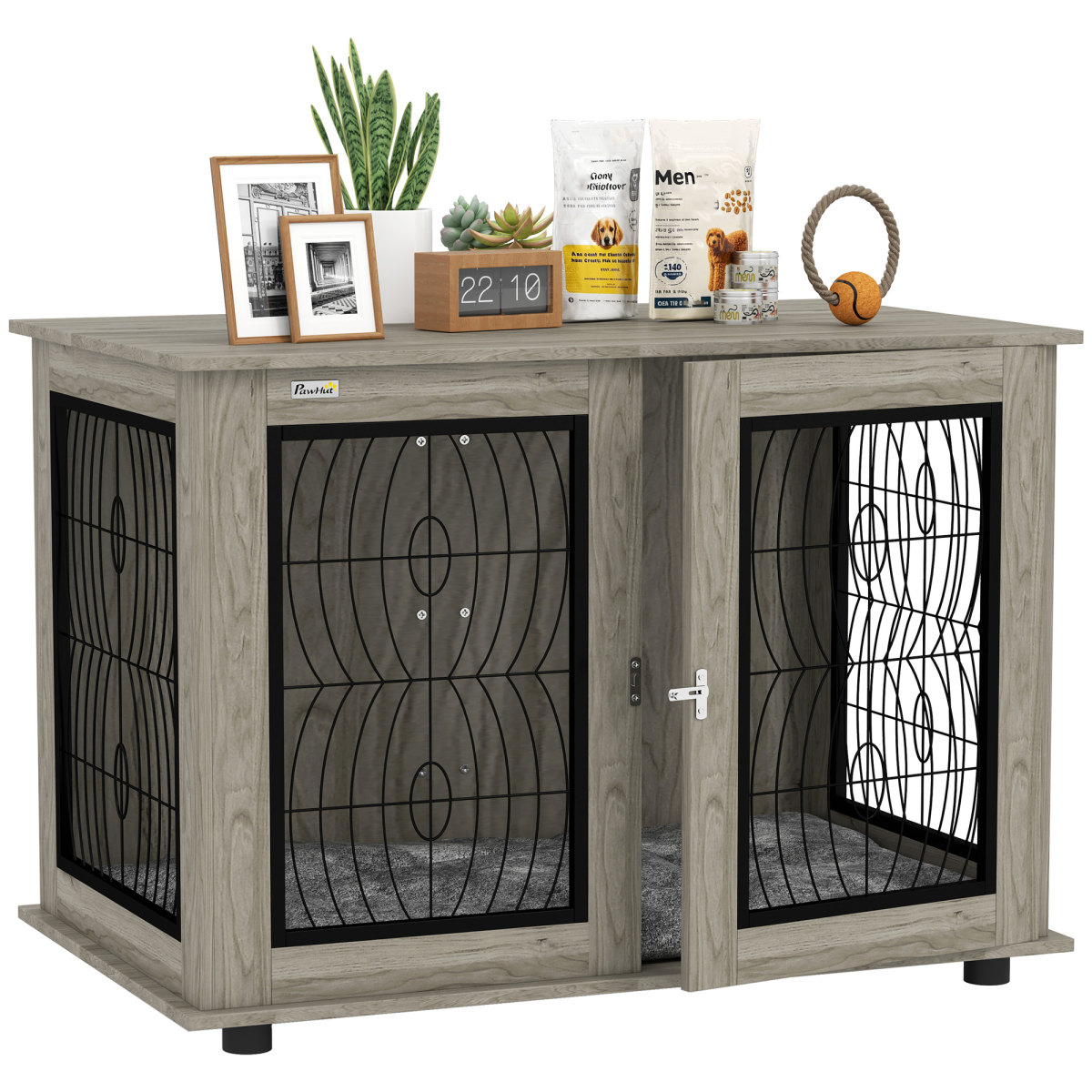PawHut Dog Crate Furniture End Table for Extra Large Dogs with Cushion