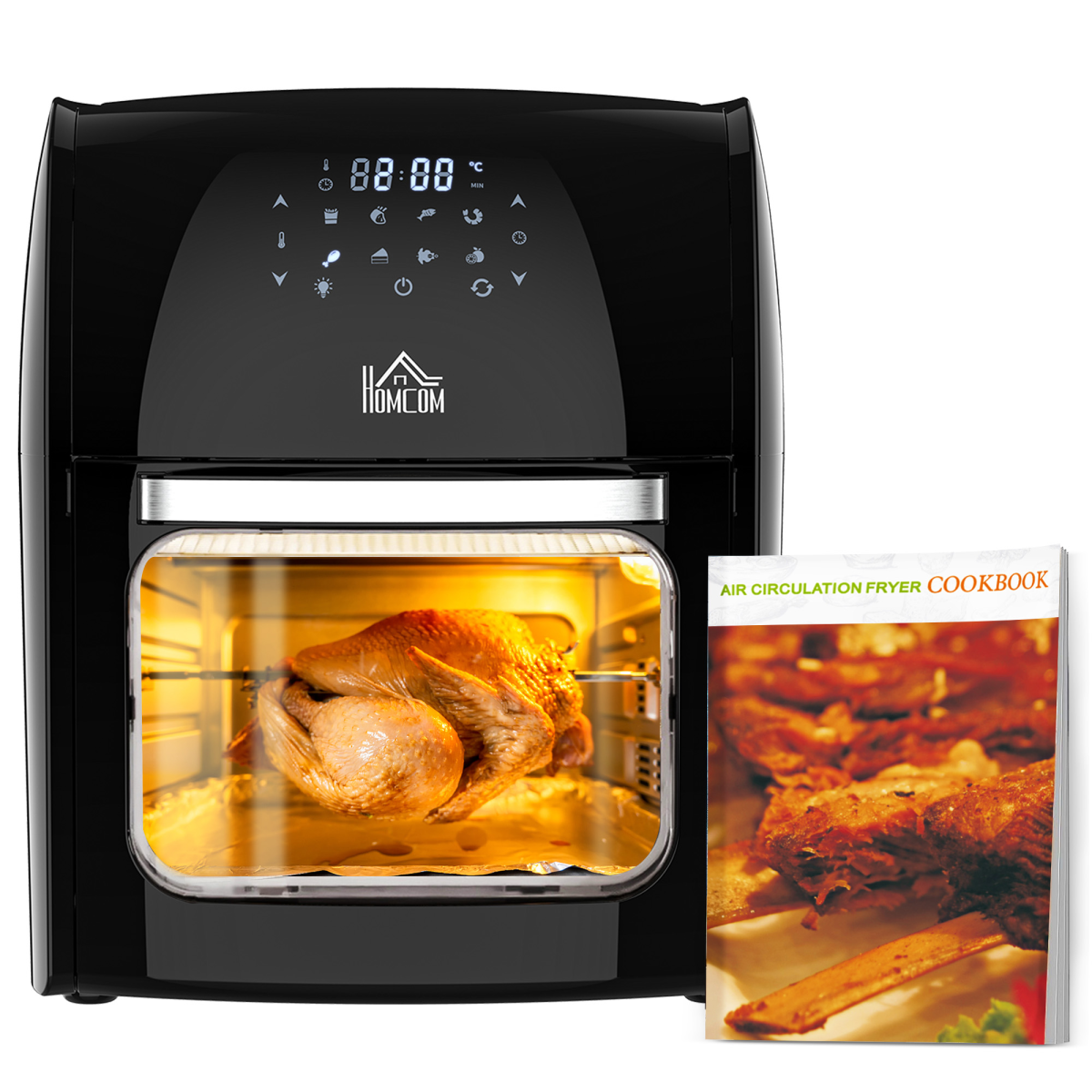 HOMCOM 12L Air Fryer Oven with 8 Preset Modes, Rapid Air Circulation, 1800W, Black