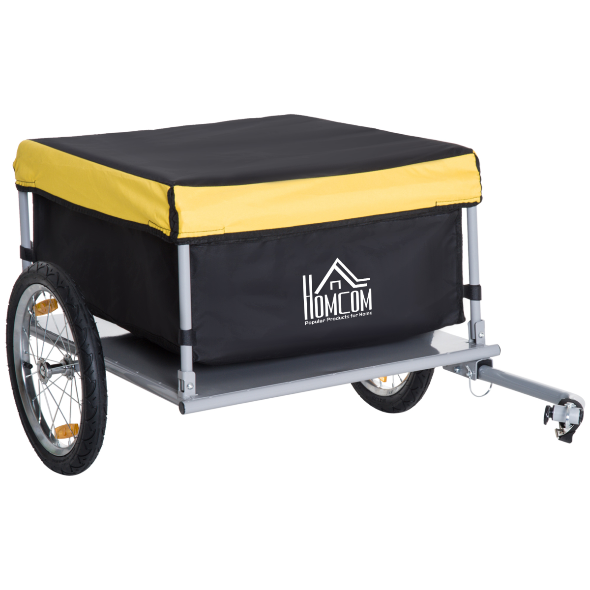 HOMCOM Steel Frame Bike Cargo Trailer Storage Cart with Oxford Cloth Carry Bag, Yellow, 40kg Max Load