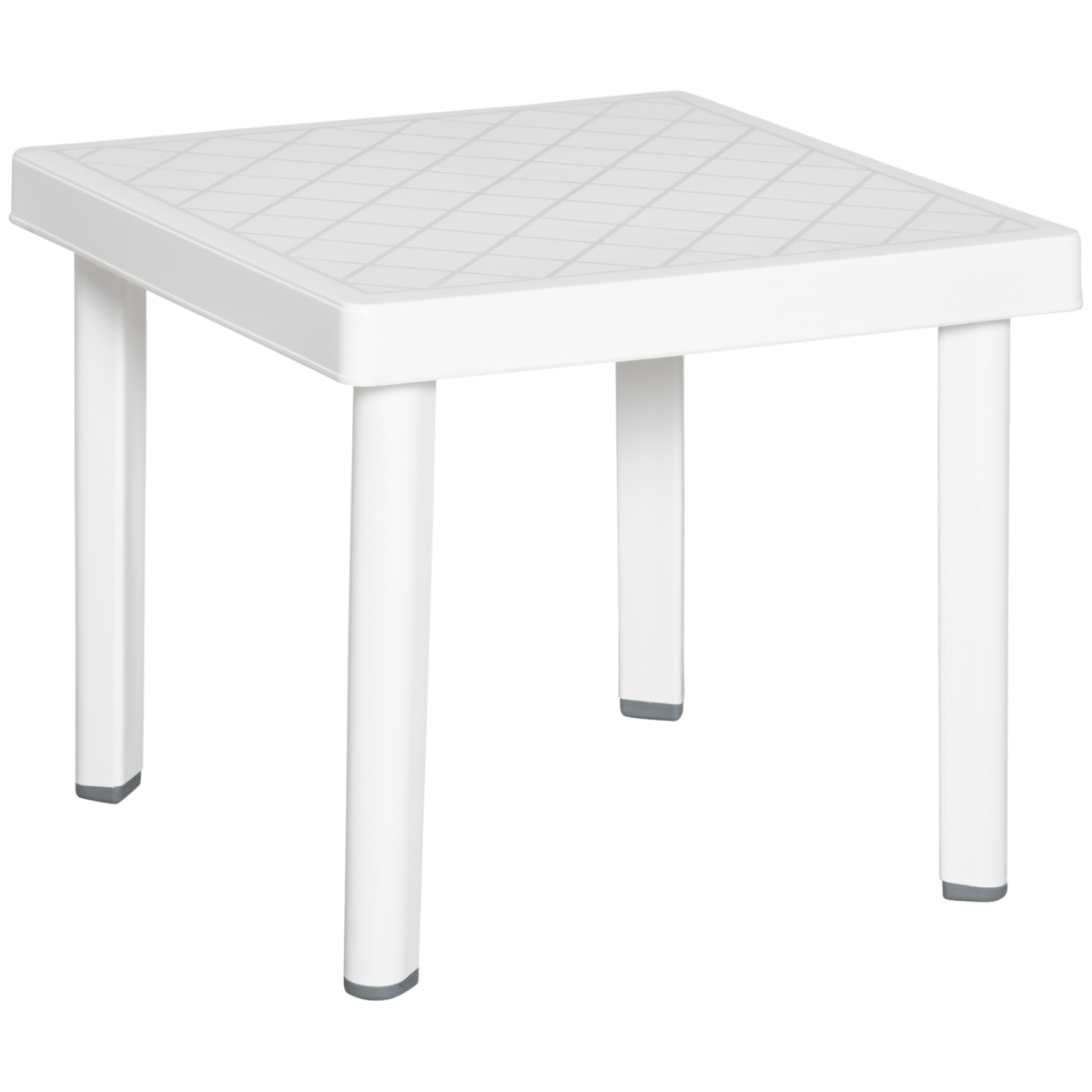 Outdoor Square Garden End Table, Weather-Resistant Plastic Accent Coffee Table for Drinks and Snacks, White, Outsunny