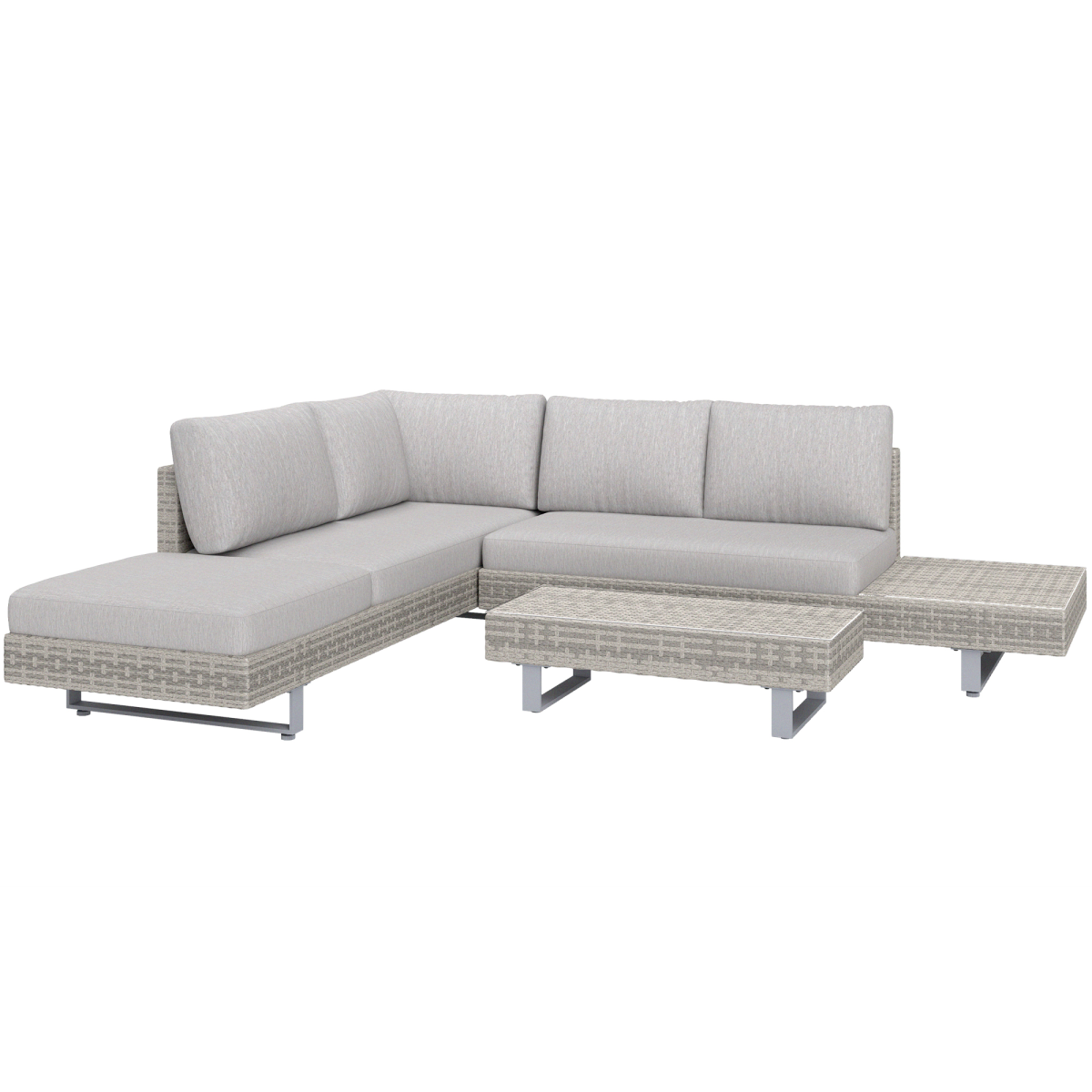 Outsunny 3 Piece Grey Rattan Wicker Patio Sofa Set with Cushions