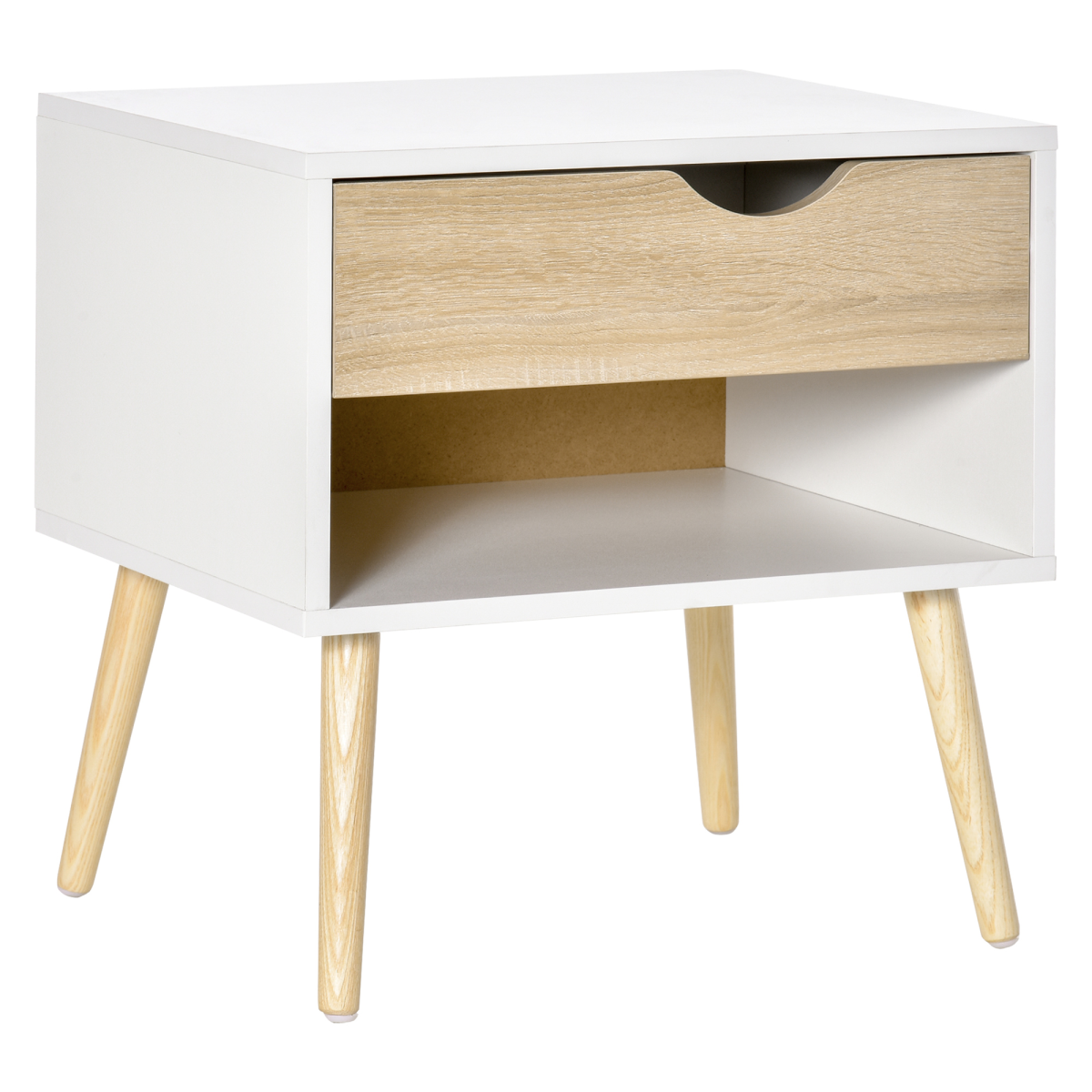 Bedside Table with Drawer and Shelf, Modern Nightstand, End Table with Storage