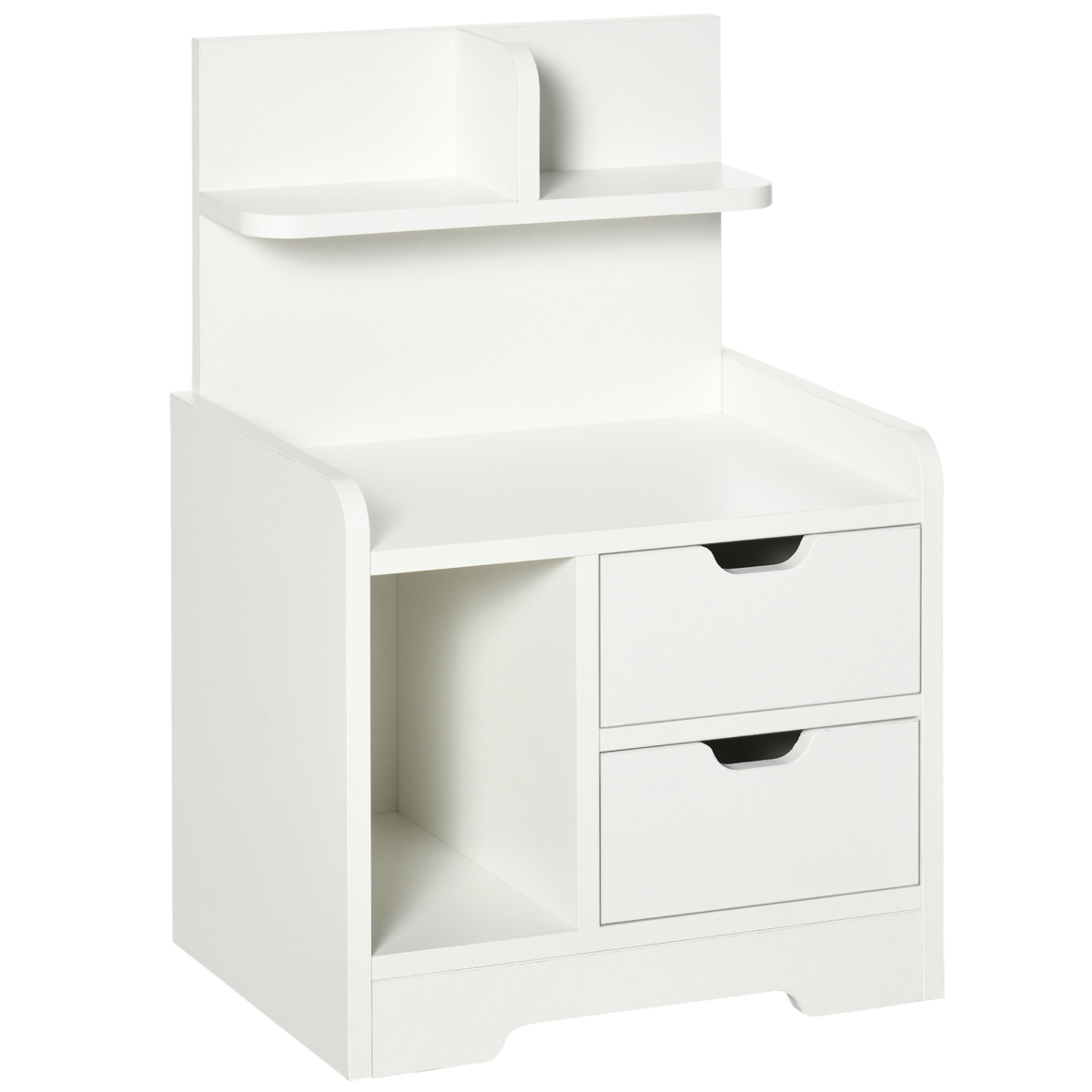 Modern Bedside Table with 2 Drawers and Storage Shelves, Nightstand for Bedroom and Living Room