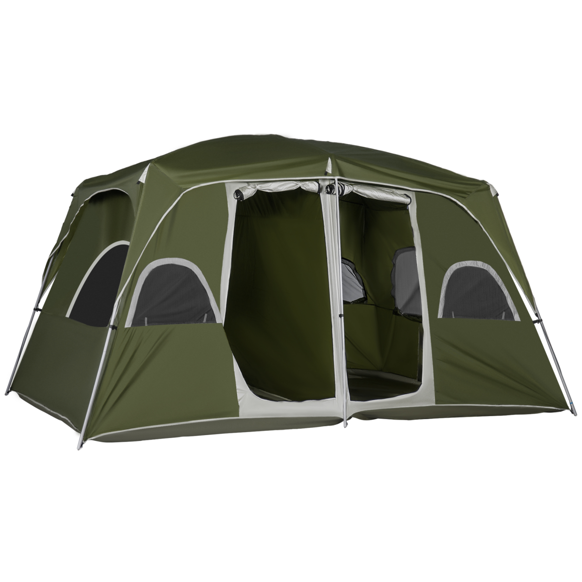Outsunny Family Camping Tent, 4-8 Person, 2-Room, Easy Set Up, Green