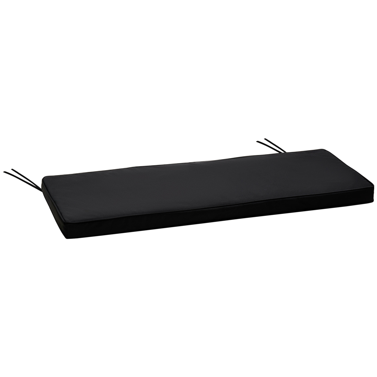 Outsunny 2-Seater Black Bench Cushion with Ties, Polyester Cover