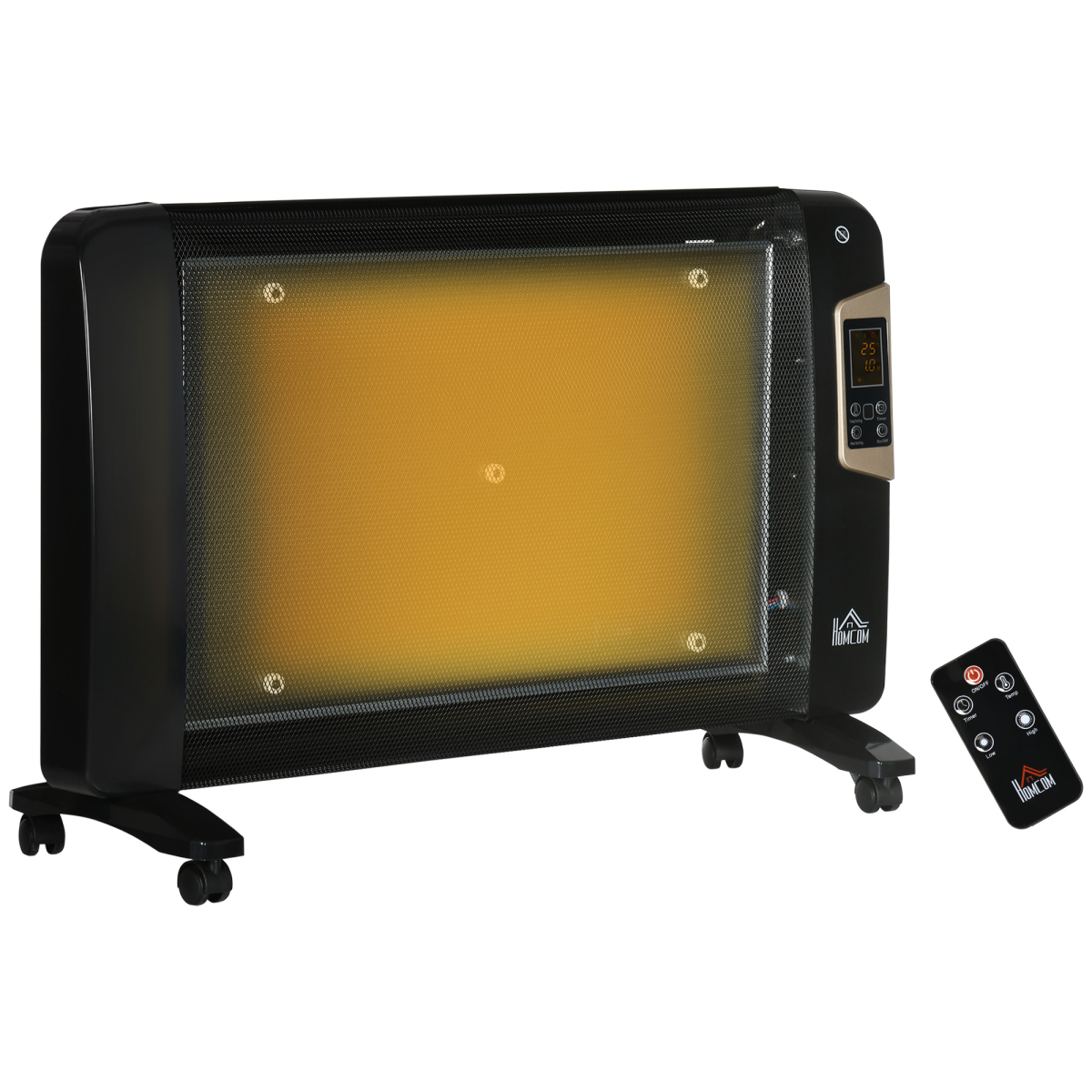 HOMCOM Electric Space Heater with Adjustable Thermostat 15-40C, 1000W/2000W, 12-Hour Timer, Remote Control, Black