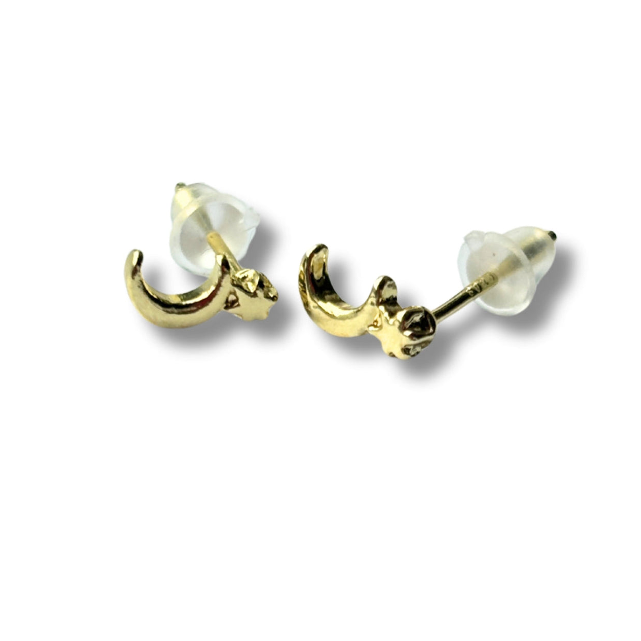 Gold Plated Starry Moon Stud Earrings with 925 Sterling Silver Pin