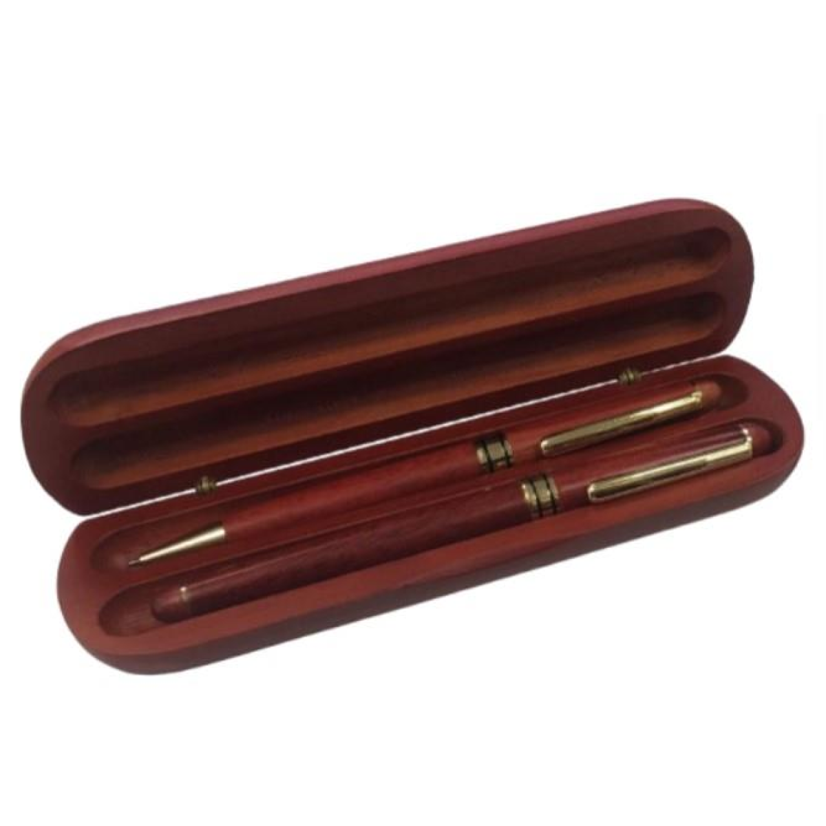 Imperial Handcrafted Wooden Dark Brown Gold Trim 2 Ball Pens Gift Set