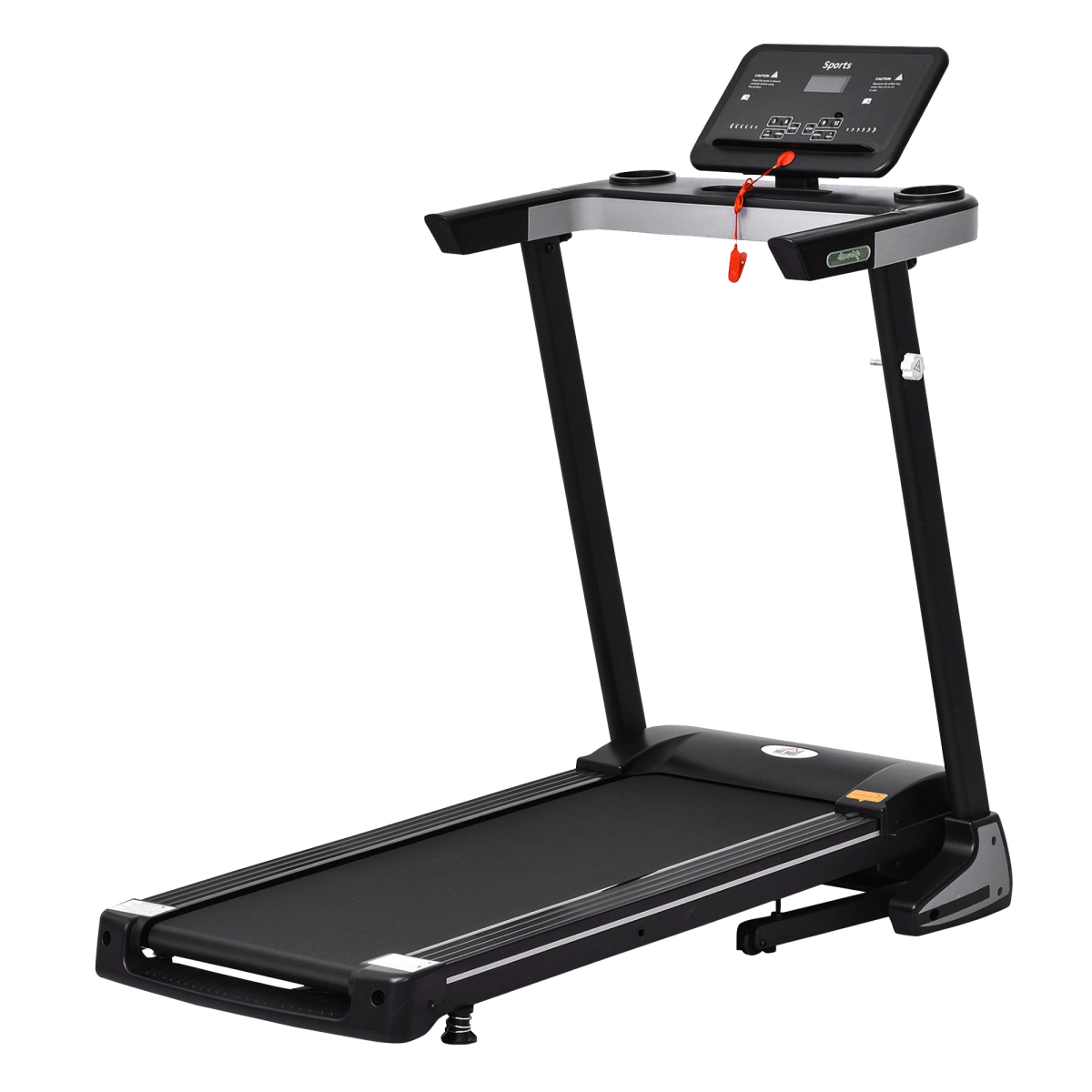 HOMCOM 500W Motorised Treadmill 1-12km/h Foldable Frame with Wheels, 12 Preset Programs, LCD Screen, Safety Key