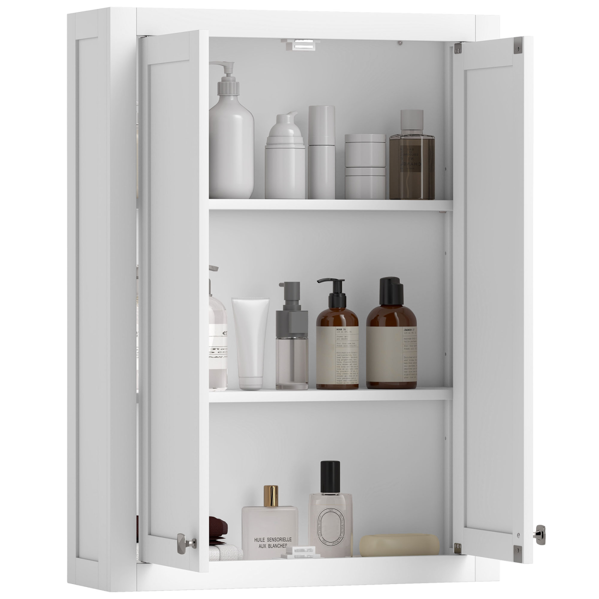 HOMCOM Wall Mounted Bathroom Storage Cabinet with Adjustable Shelves