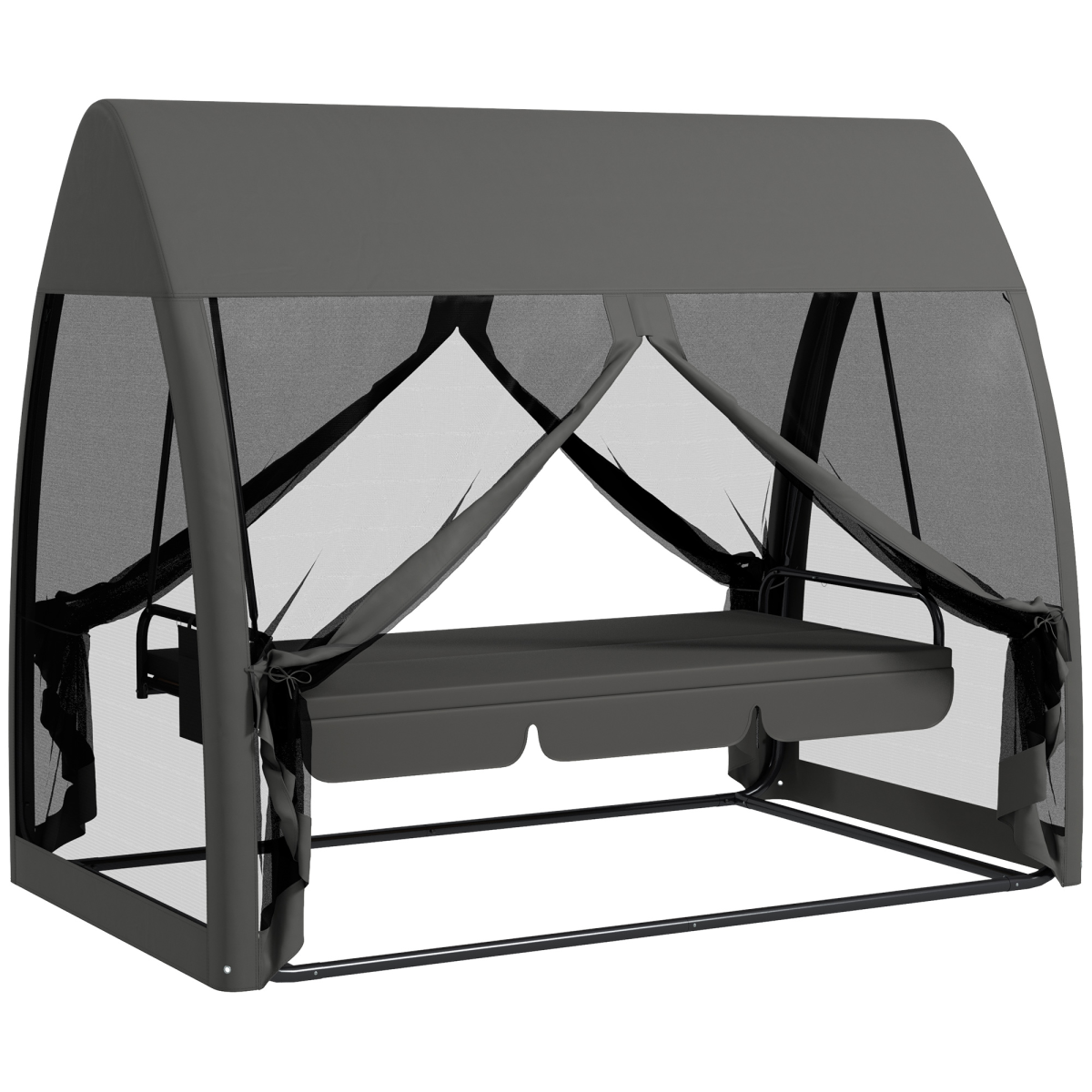 Outsunny 3-Seater Garden Swing Chair Bed with Canopy, Grey