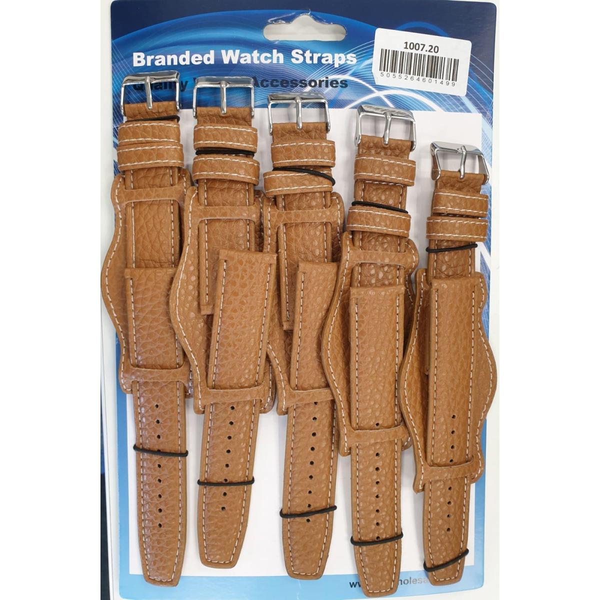 Brown Leather Military Watch Straps Pack of 5 22mm