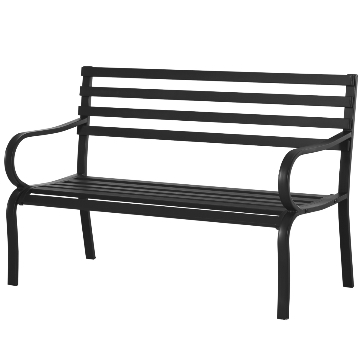 Outsunny 2-Seater Outdoor Steel Garden Bench with Armrests