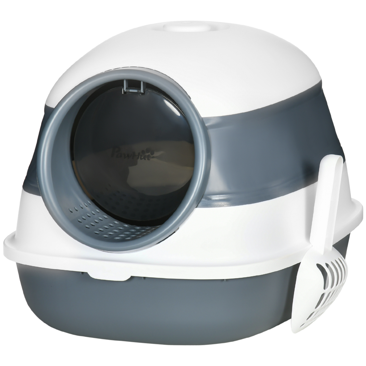 PawHut Hooded Cat Litter Box with Lid, High-Side Tray, Deodorizer and Scoop