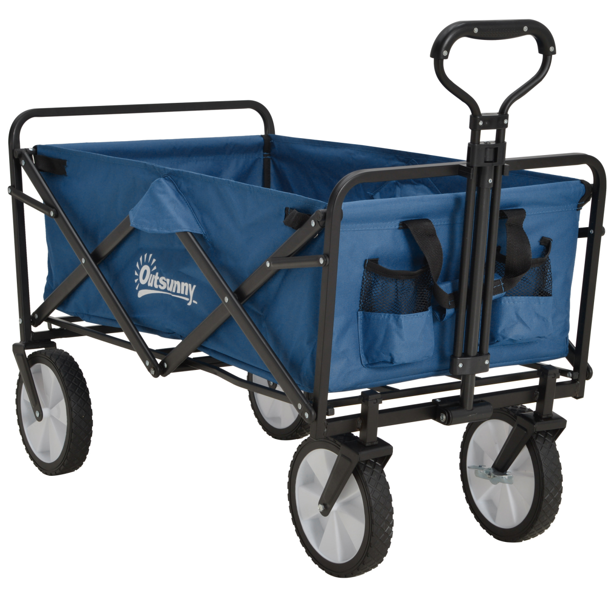 Outsunny Folding Cargo Wagon Cart for Beach & Garden, Telescopic Handle