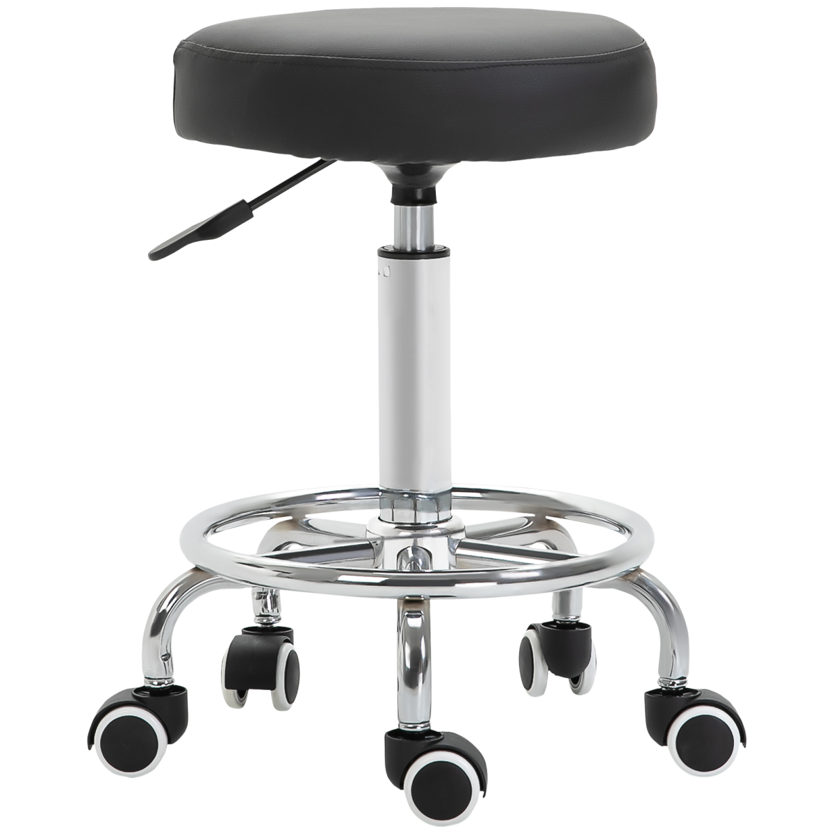 Outsunny Adjustable PU Leather Stool with Footrest