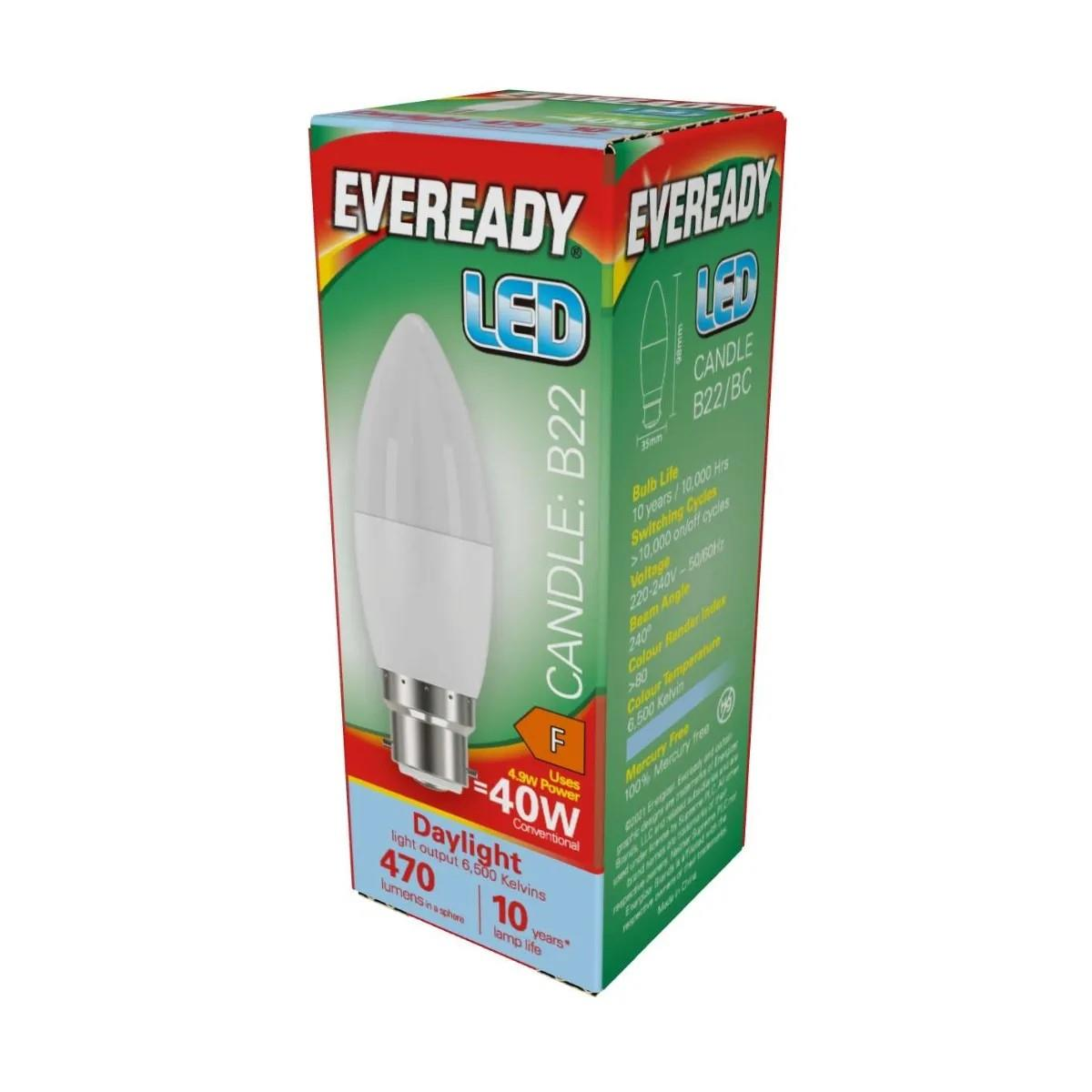 Eveready LED Candle 470LM Opal B22 Pack of 5