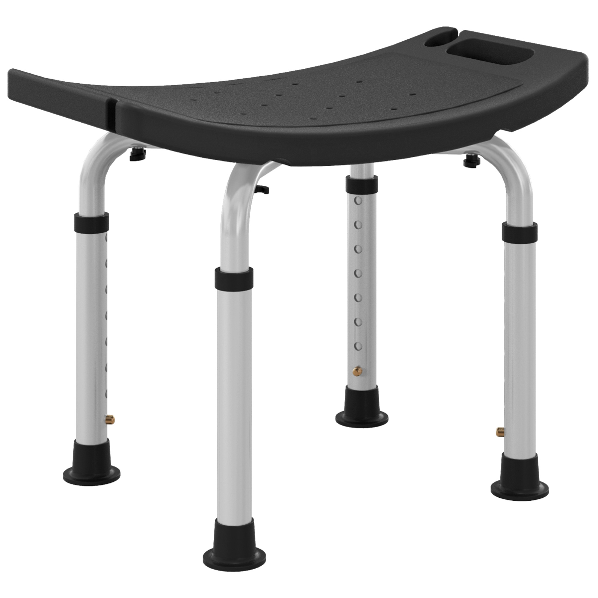 HOMCOM Adjustable Height Non-Slip Aluminium Shower Stool, Black