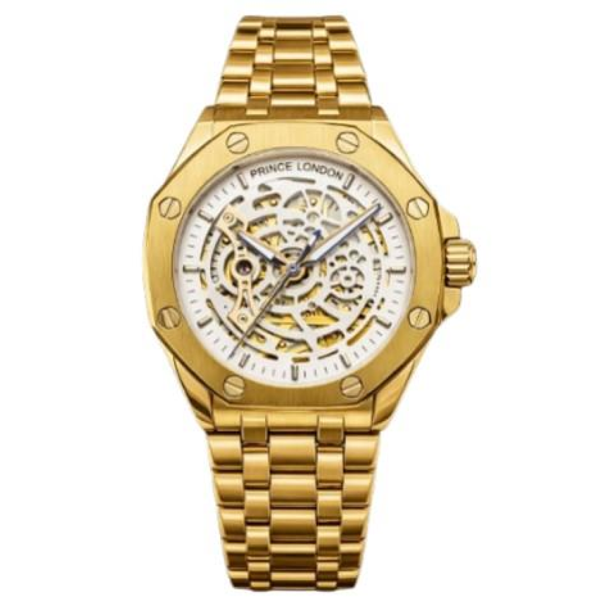 NY London Men's Automatic Analog Metal Bracelet Watch, Gold/White